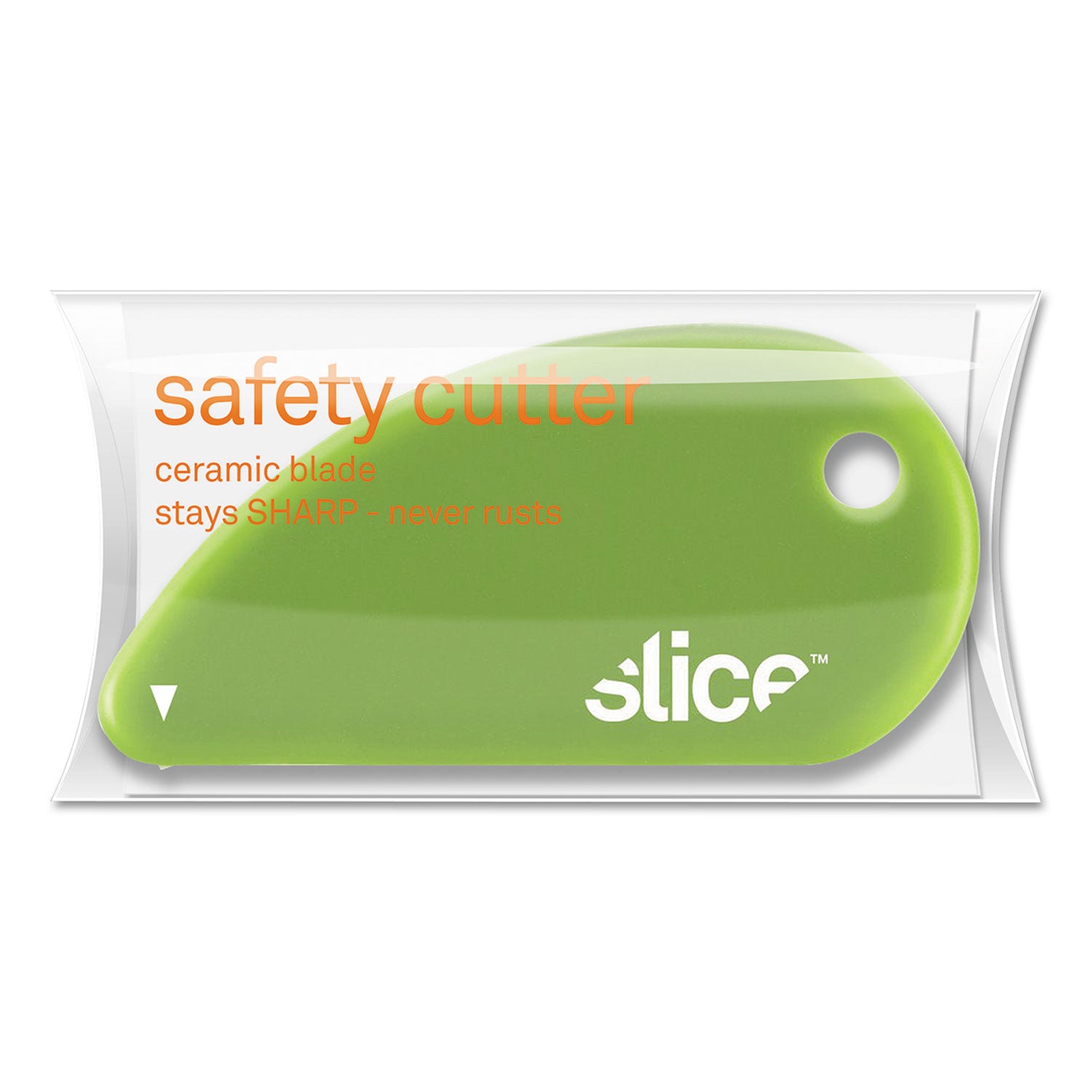 slice® Safety Cutters, Fixed, Non Replaceable Micro Safety Blade, 0.1" Ceramic Blade, 2.4" Plastic Handle, Green