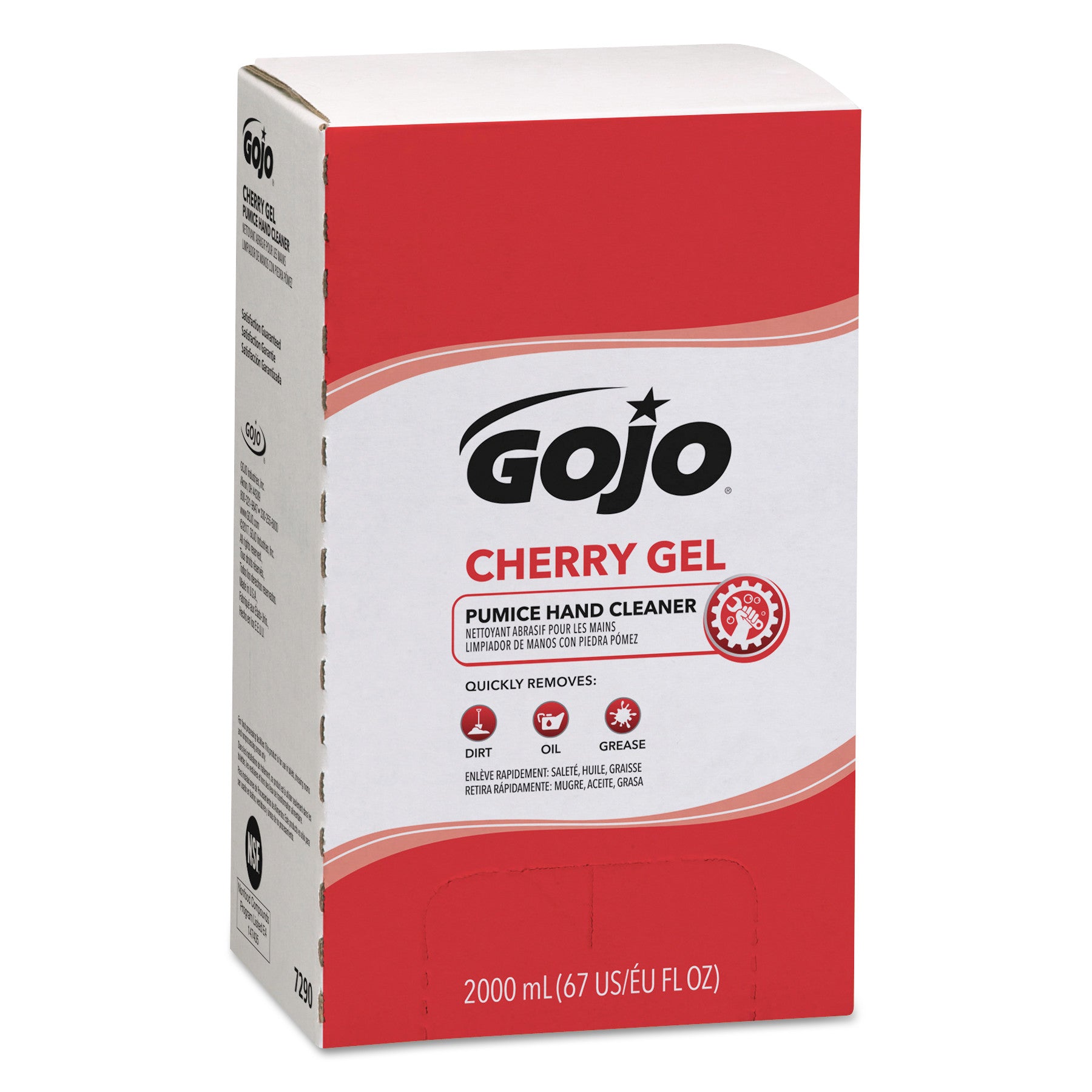 GOJO® Cherry Gel Pumice Hand Cleaner Refill, Cherry Scent, 2,000 mL, 4/Carton
