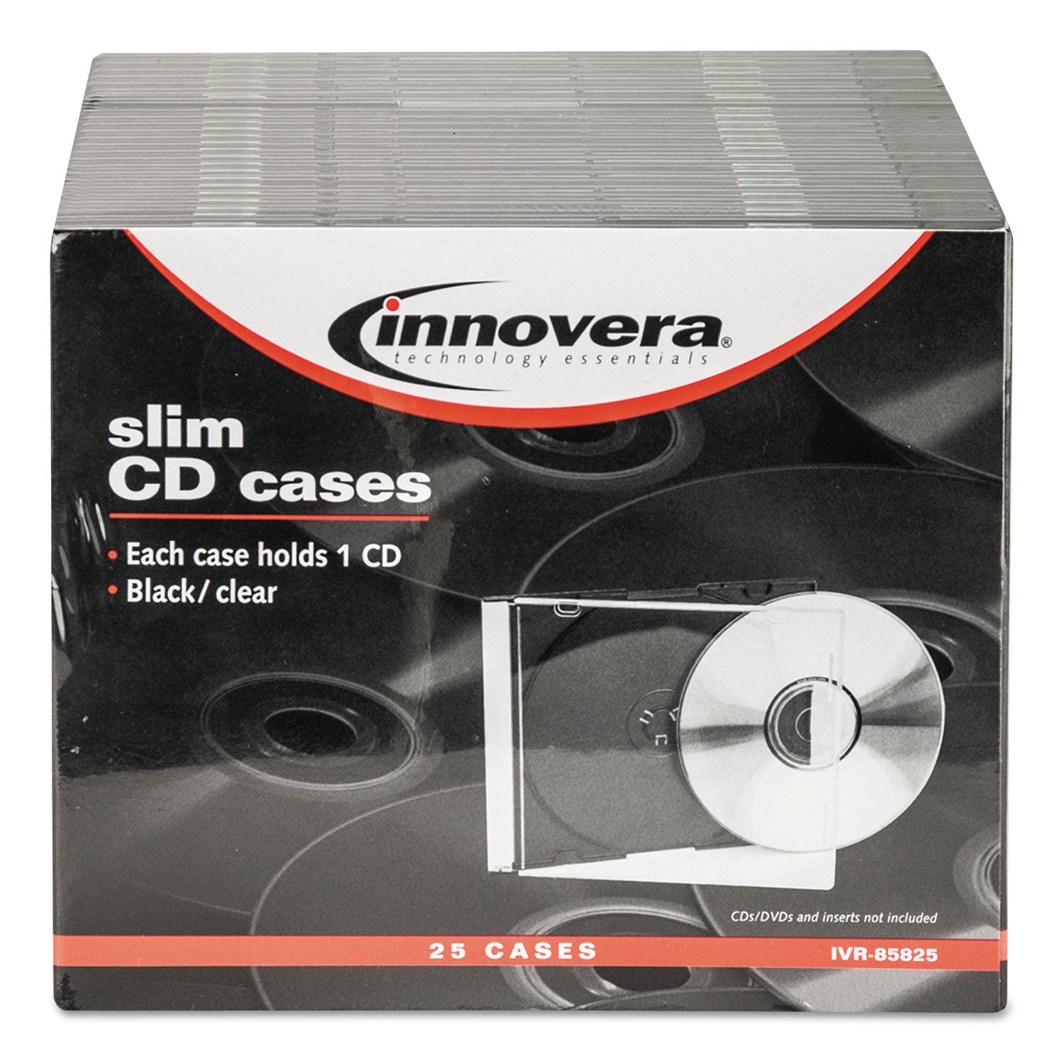 Innovera® Cd/dvd Slim Jewel Cases, Clear/black, 25/pack