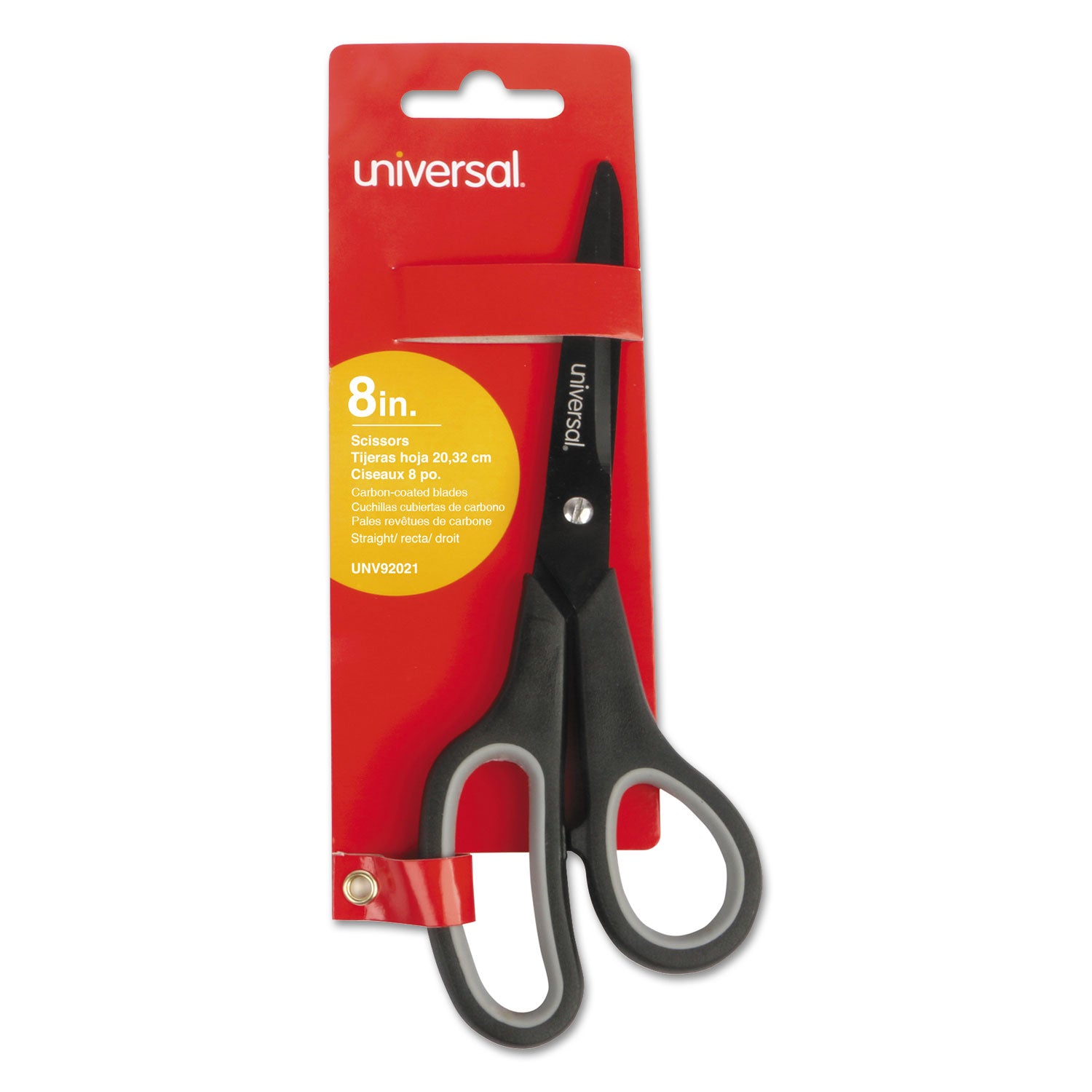 Universal® Industrial Carbon Blade Scissors, 8" Long, 3.5" Cut Length, Offset Black/Gray Handle