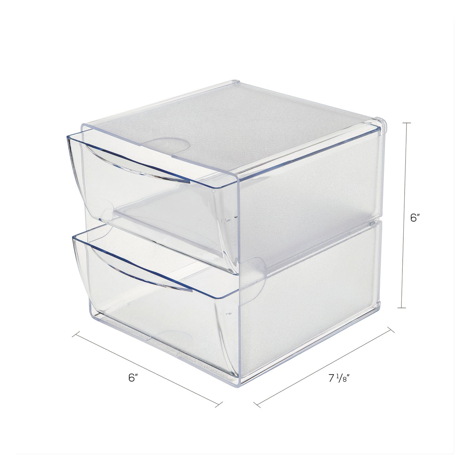 deflecto® Stackable Cube Organizer, 2 Compartments, 2 Drawers, Plastic, 6 x 7.2 x 6, Clear