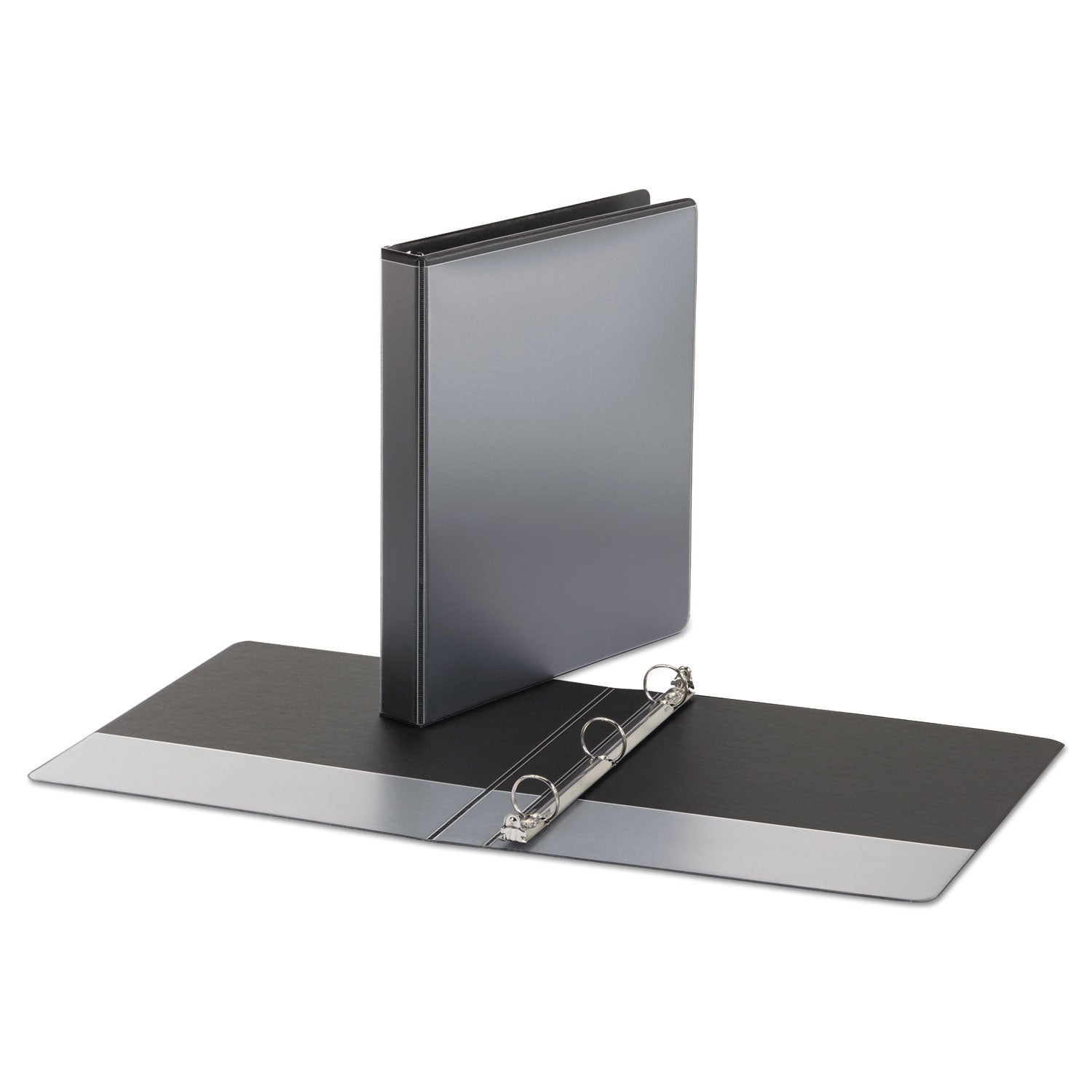 Office Impressions® Economy Round Ring View Binder, 3 Rings, 1" Capacity, 11 X 8.5, Black