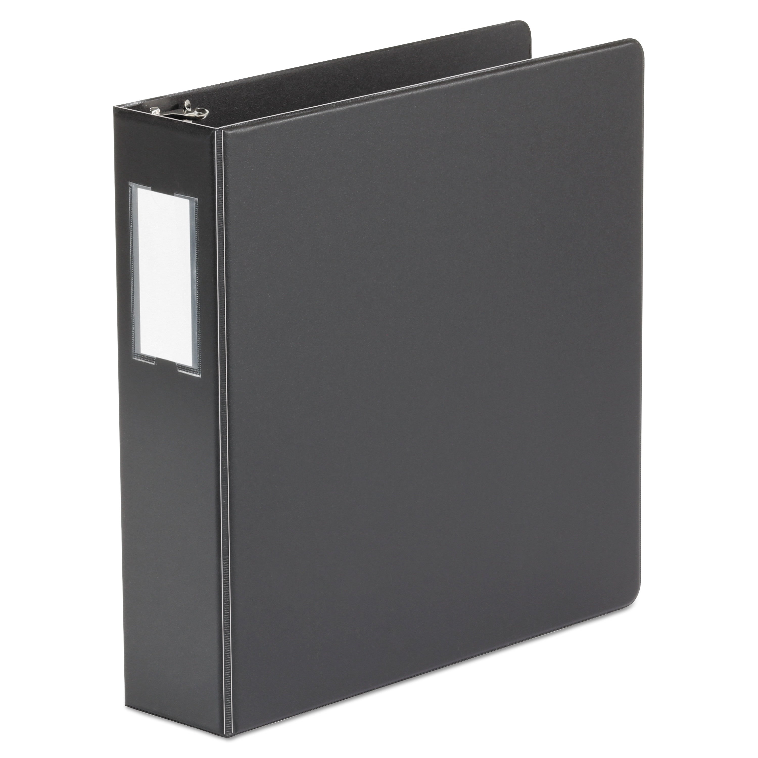 Universal® Deluxe Non-View D-Ring Binder With Label Holder, 3 Rings, 2" Capacity, 11 X 8.5, Black