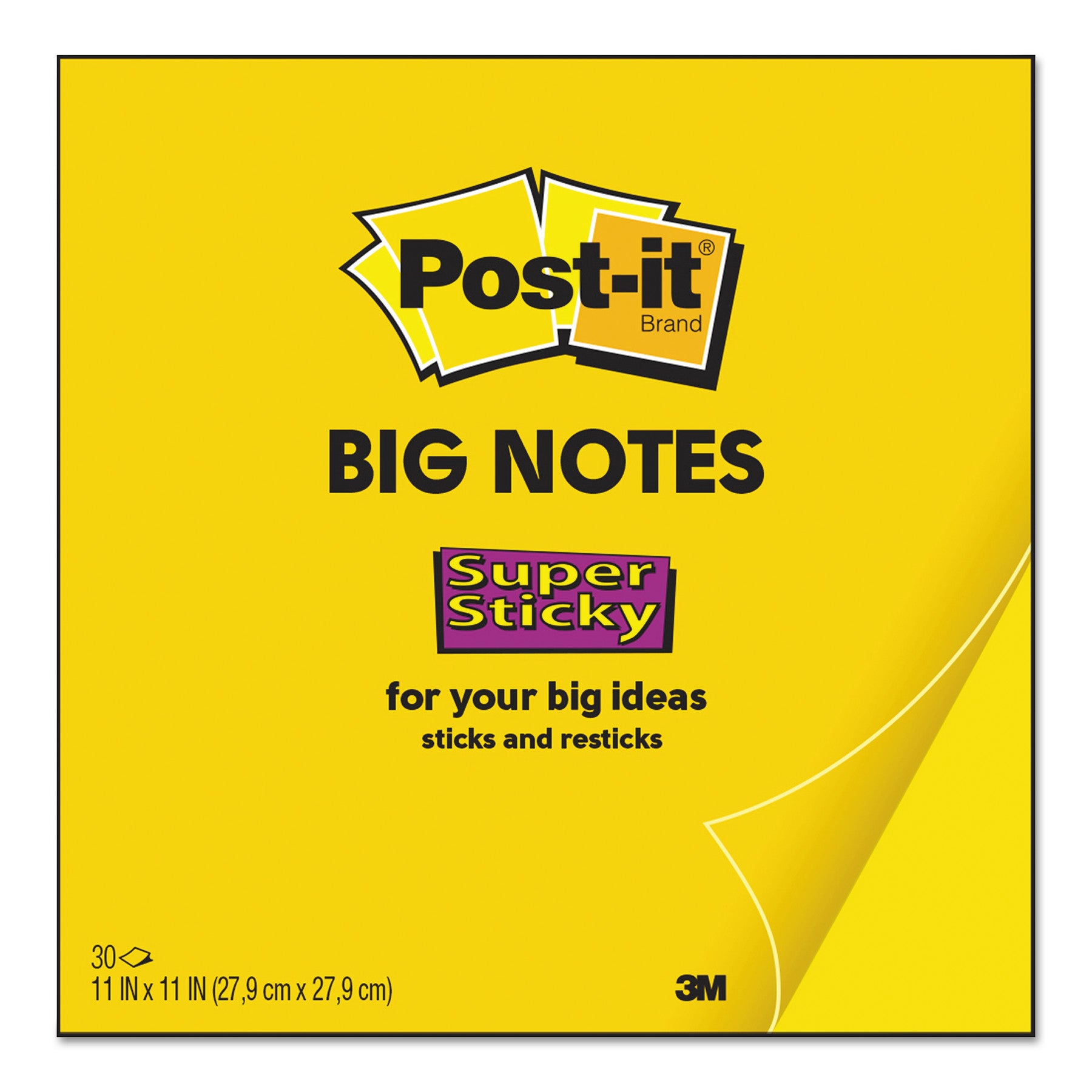 Big Notes, Unruled, 11 x 11, Yellow, 30 Sheets
