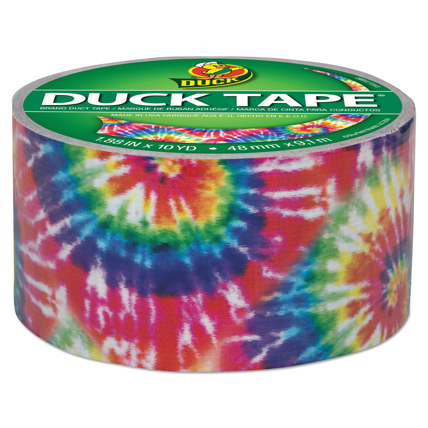 Duck® Colored Duct Tape, 3" Core, 1.88" X 10 Yds, Multicolor Love Tie Dye