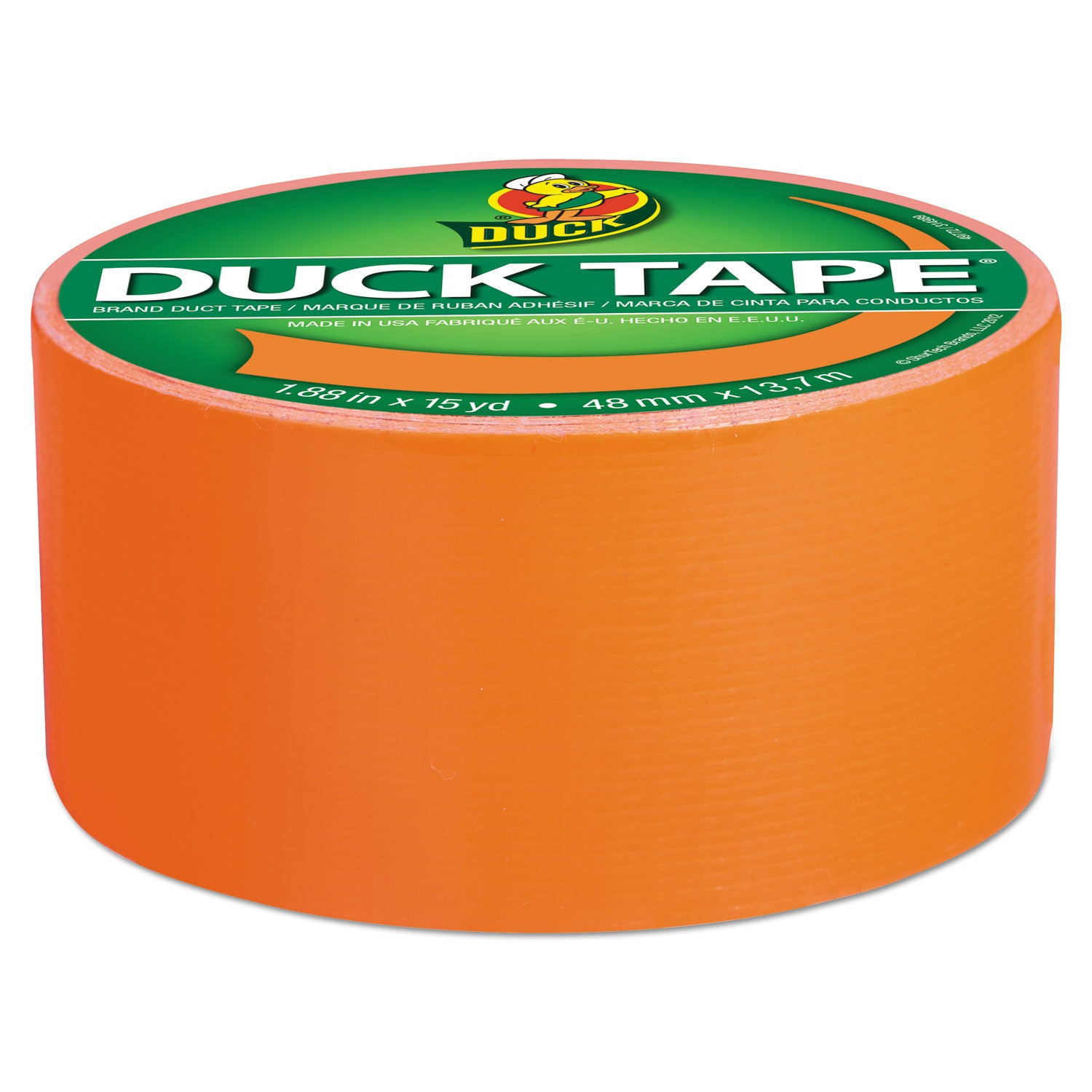 Duck® Colored Duct Tape, 3" Core, 1.88" X 15 Yds, Neon Orange