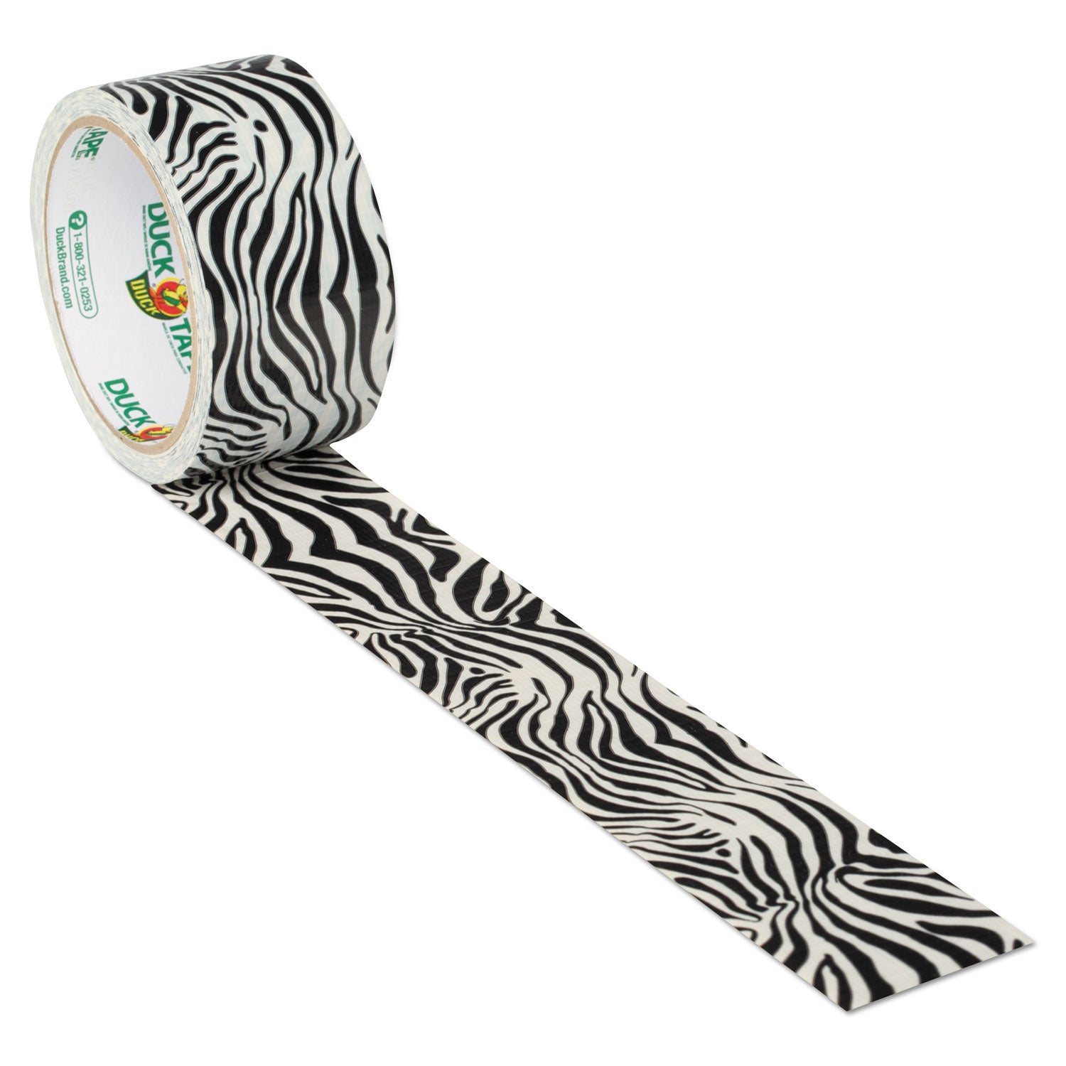 Duck® Colored Duct Tape, 3" Core, 1.88" X 10 Yds, Black/white Zebra