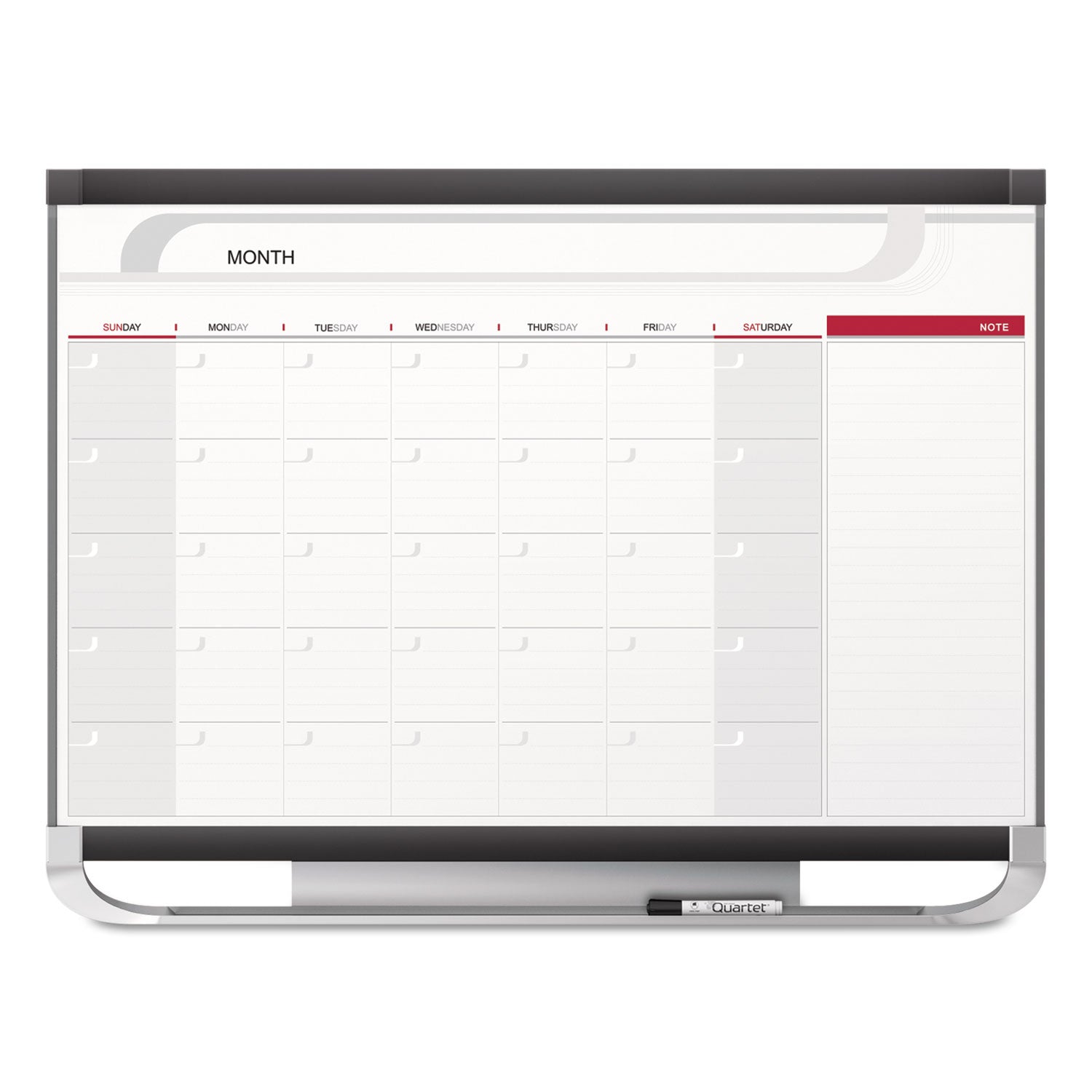 Prestige 2 Magnetic Total Erase Monthly Calendar, 36 x 24, White Surface, Graphite Fiberboard/Plastic Frame