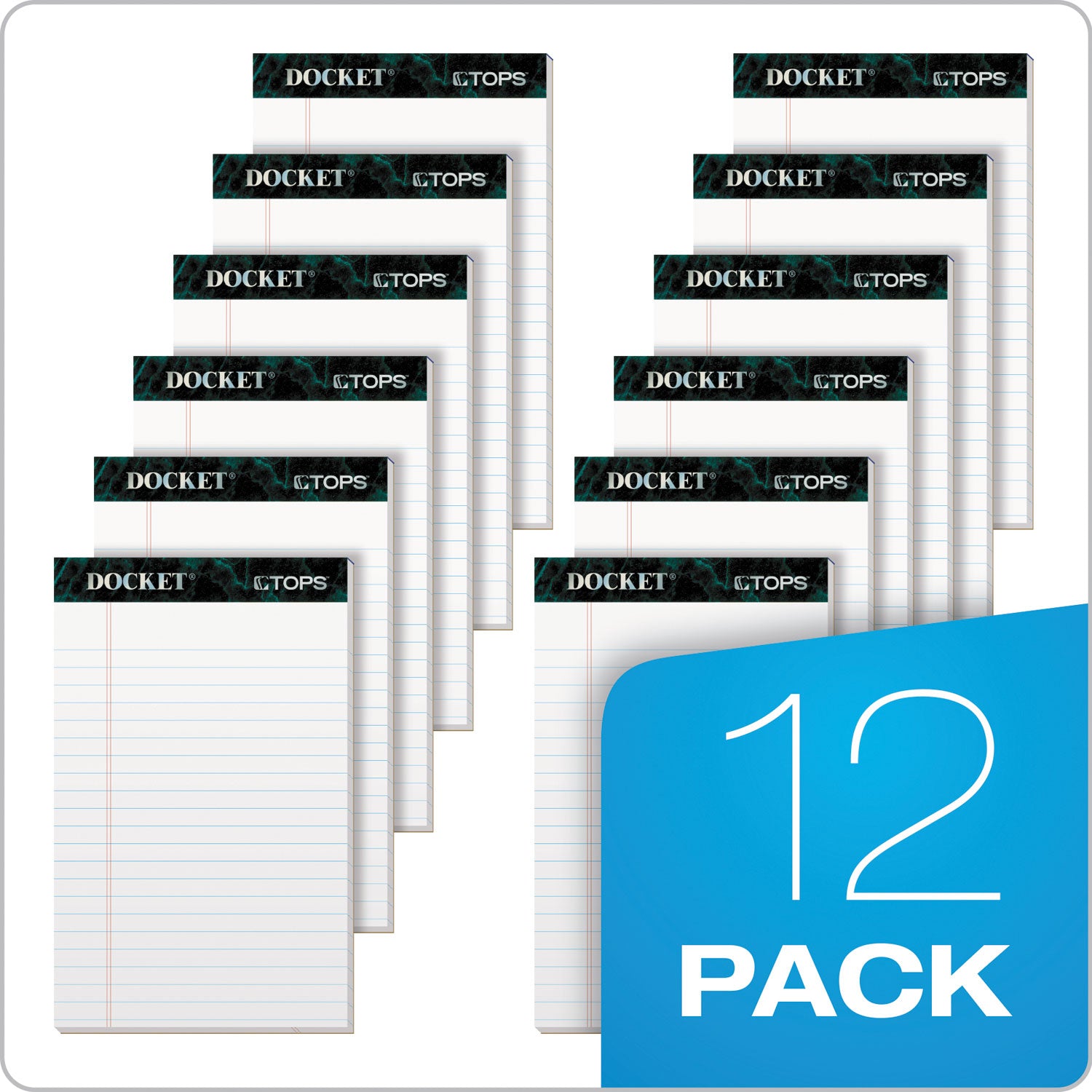 TOPS™ Docket Ruled Perforated Pads, Wide/legal Rule, 50 White 8.5 X 14 Sheets, 12/pack