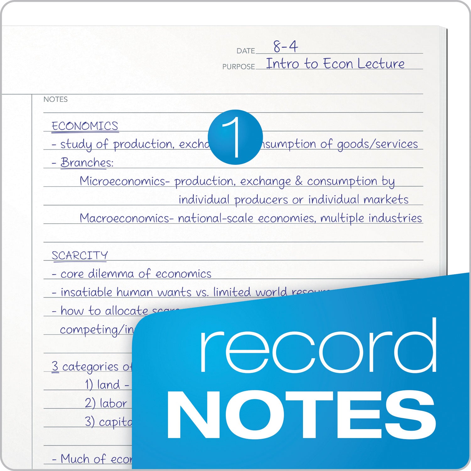 TOPS™ Focusnotes Steno Pad, Pitman Rule, Blue Cover, 80 White 6 X 9 Sheets