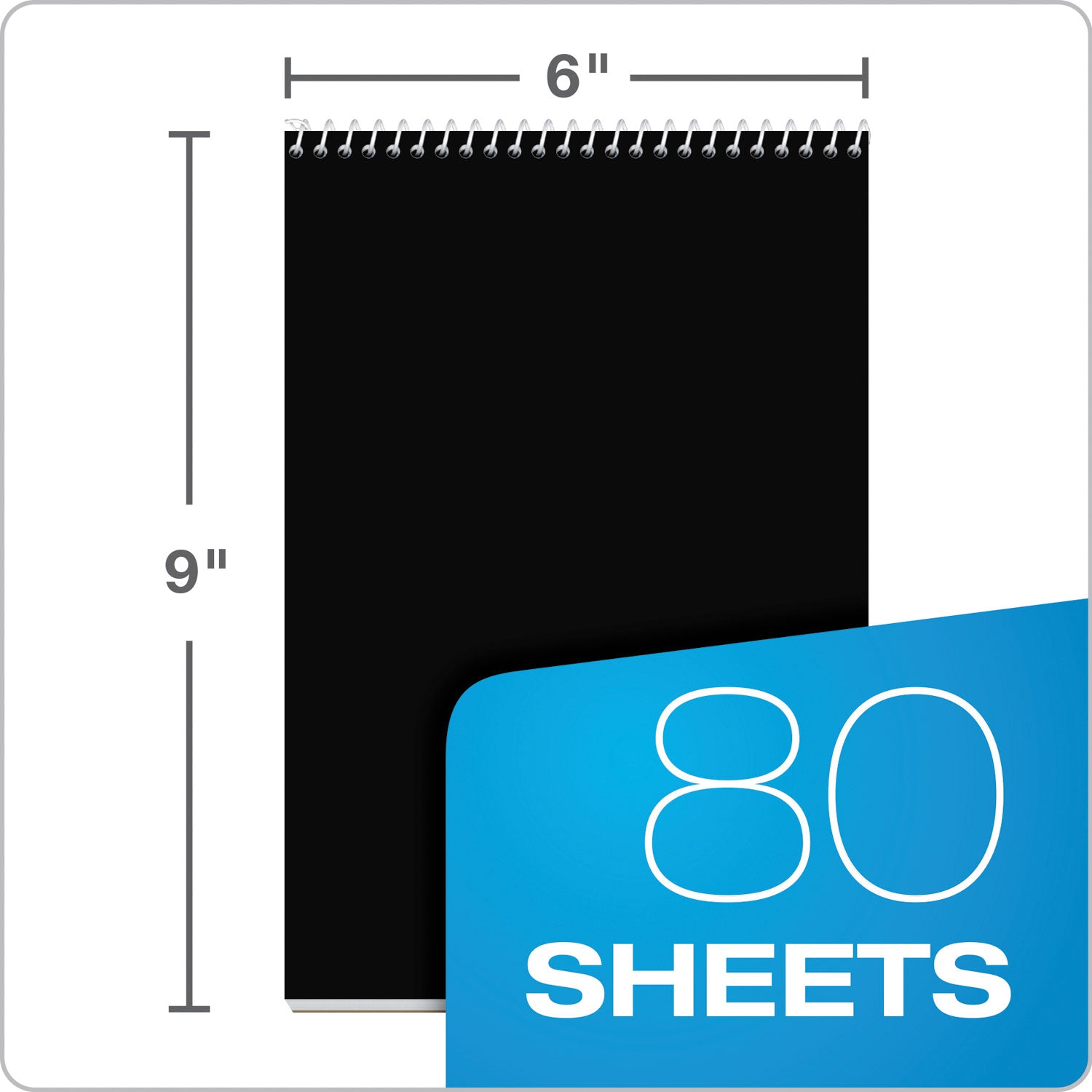 TOPS™ Focusnotes Steno Pad, Pitman Rule, Blue Cover, 80 White 6 X 9 Sheets