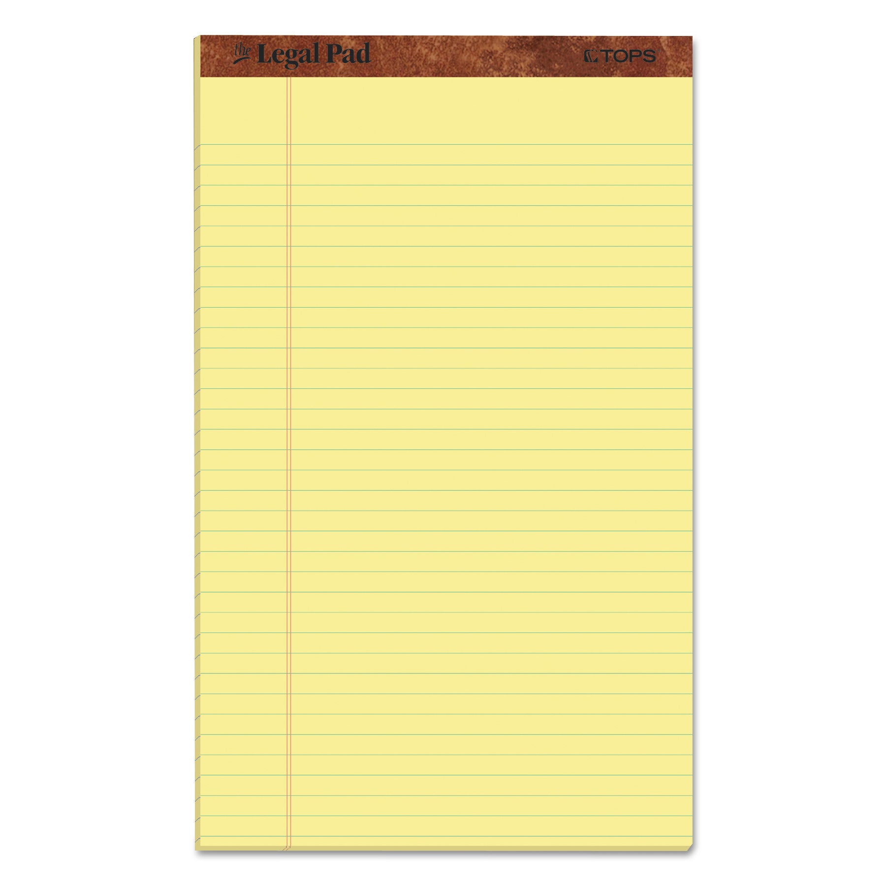 TOPS™ The Legal Pad Plus Ruled Perforated Pads, 40 pt. Back, Wide/Legal Rule, 50 Canary-Yellow 8.5 x 14 Sheets, Dozen