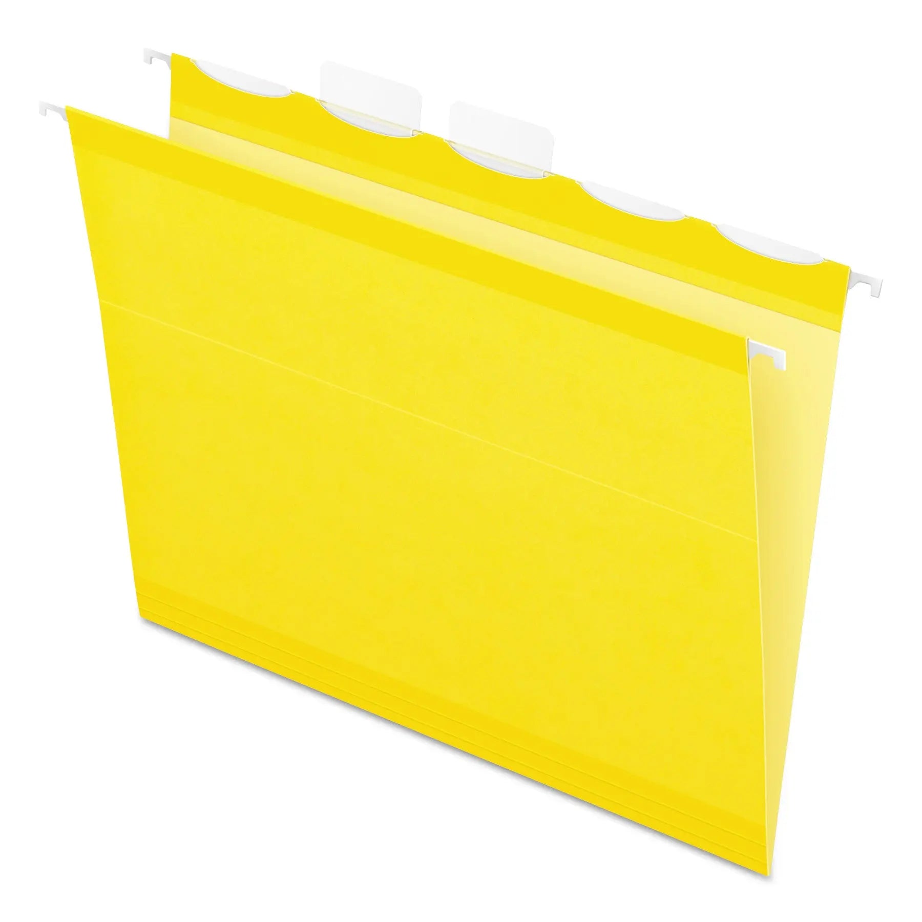 Ready-Tab Colored Reinforced Hanging Folders, Letter Size, 1/5-Cut Tabs, Yellow, 25/Box