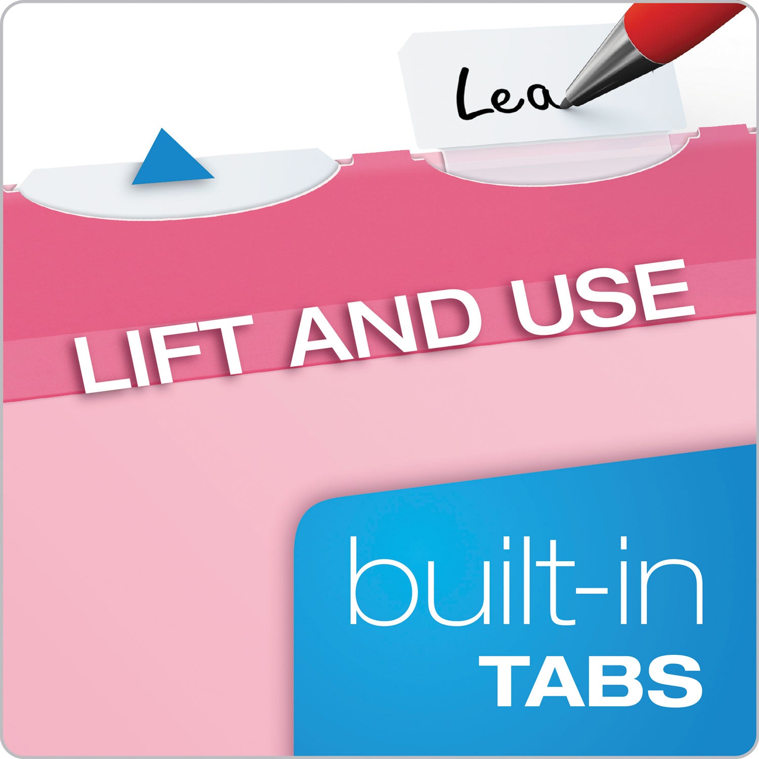 Pendaflex® Ready-Tab Colored Reinforced Hanging Folders, Letter Size, 1/5-Cut Tabs, Pink, 20/Box