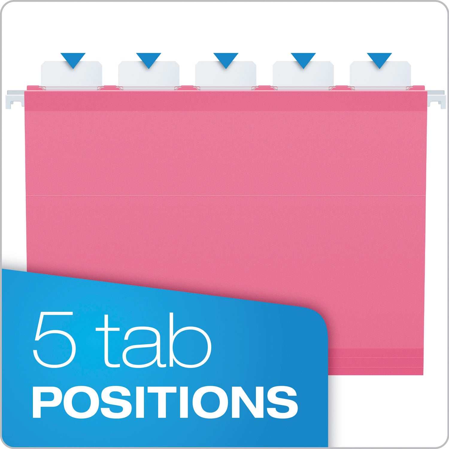 Pendaflex® Ready-Tab Colored Reinforced Hanging Folders, Letter Size, 1/5-Cut Tabs, Pink, 20/Box