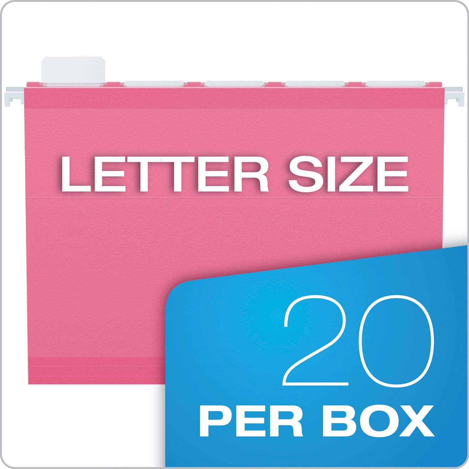 Pendaflex® Ready-Tab Colored Reinforced Hanging Folders, Letter Size, 1/5-Cut Tabs, Pink, 20/Box