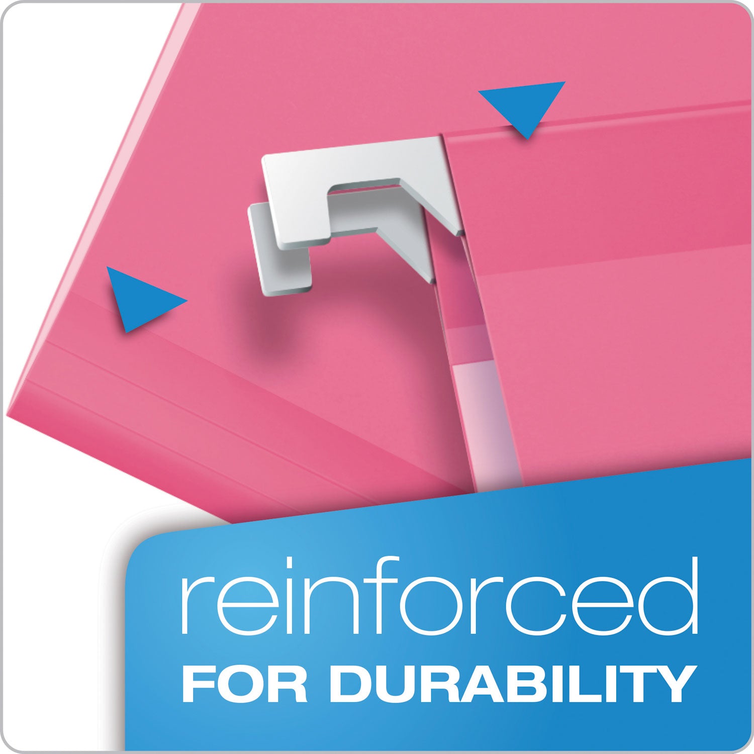 Pendaflex® Ready-Tab Colored Reinforced Hanging Folders, Letter Size, 1/5-Cut Tabs, Pink, 20/Box