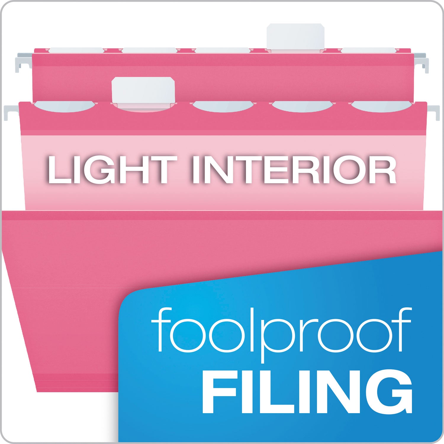 Pendaflex® Ready-Tab Colored Reinforced Hanging Folders, Letter Size, 1/5-Cut Tabs, Pink, 20/Box