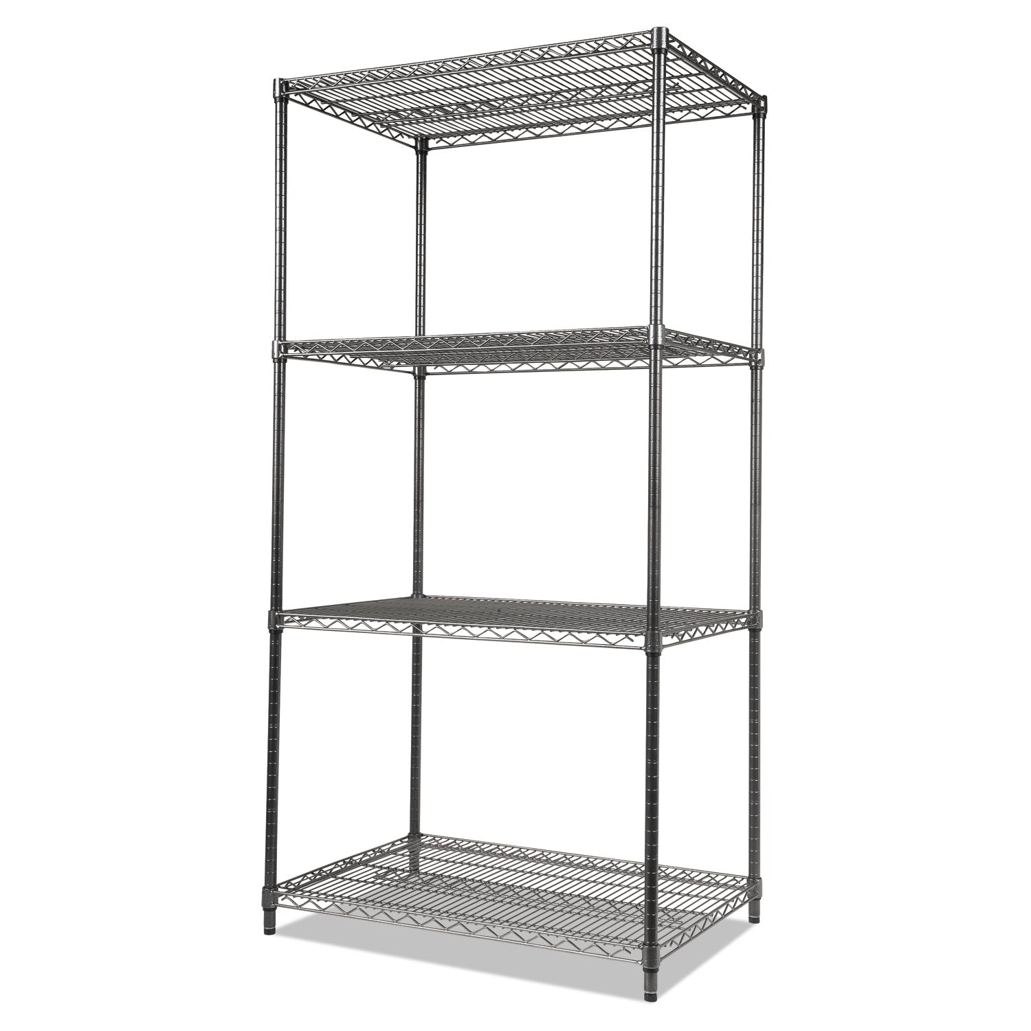 Alera® Wire Shelving Starter Kit, Four-Shelf, 36w X 18d X 72h, Black Anthracite