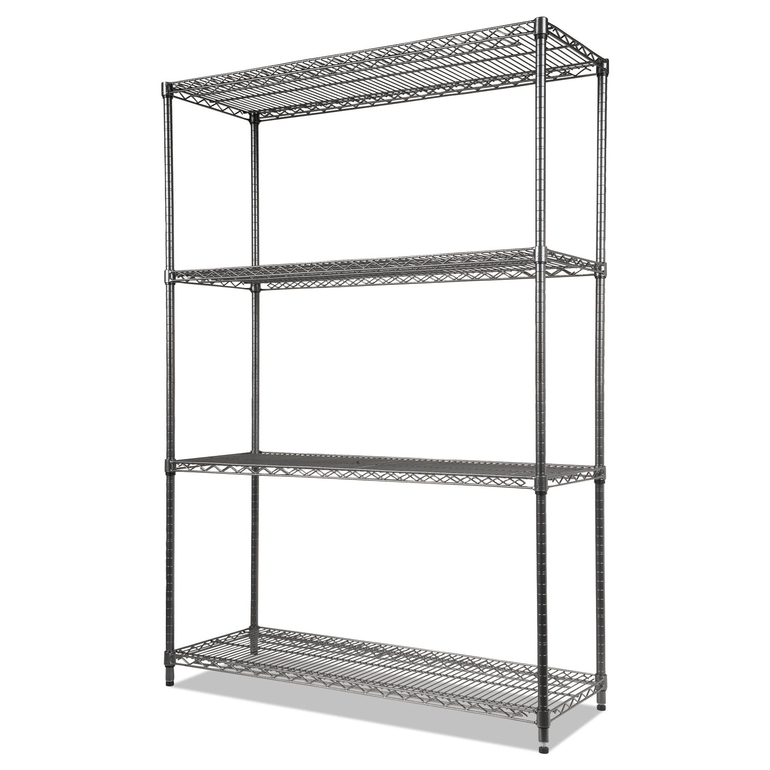 Wire Shelving Starter Kit, Four-Shelf, 48w x 18d x 72h, Black Anthracite