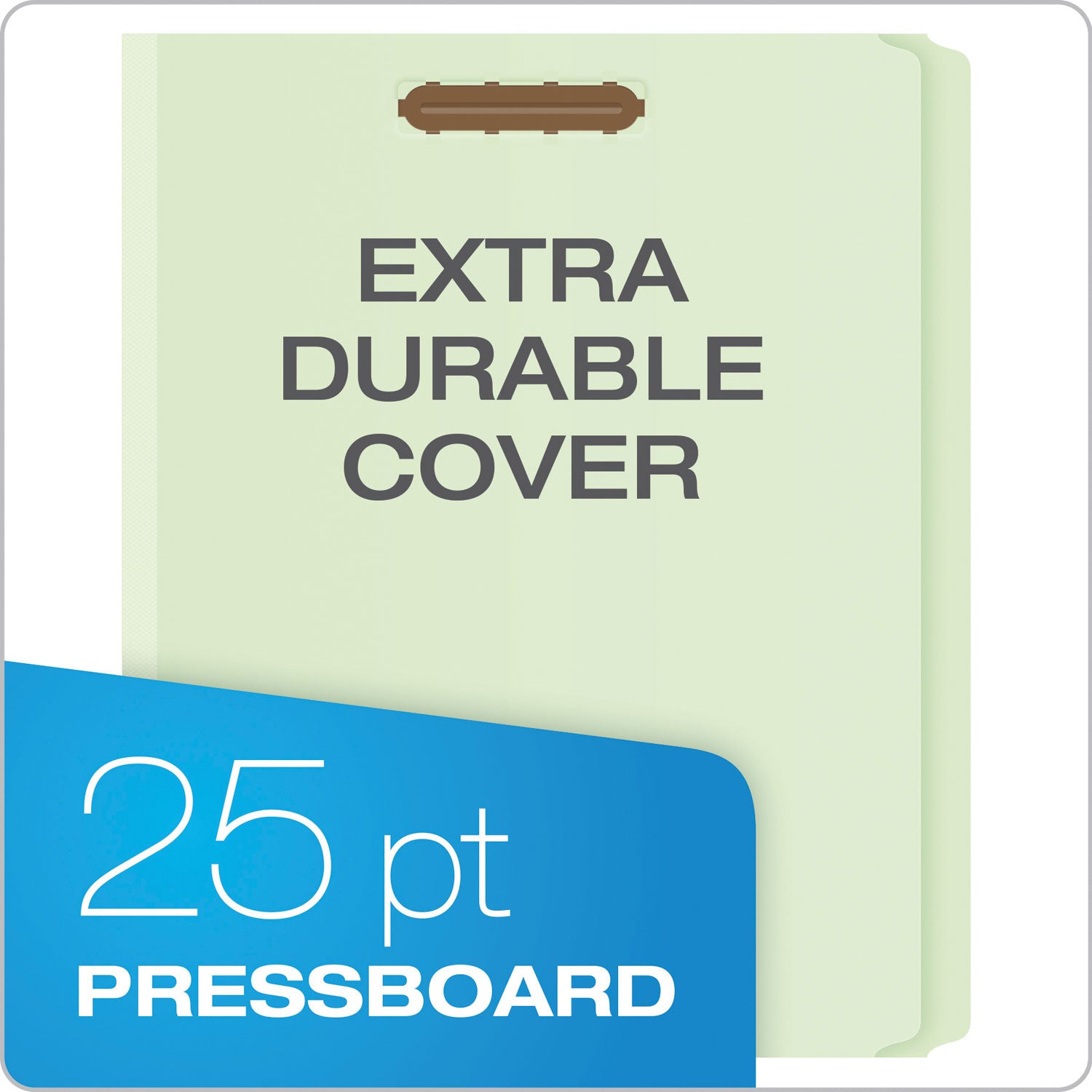 Pendaflex® Heavy-Duty Pressboard Folders with Embossed Fasteners, Straight Tabs, 2" Expansion, 2 Fasteners, Letter Size, Green, 25/Box