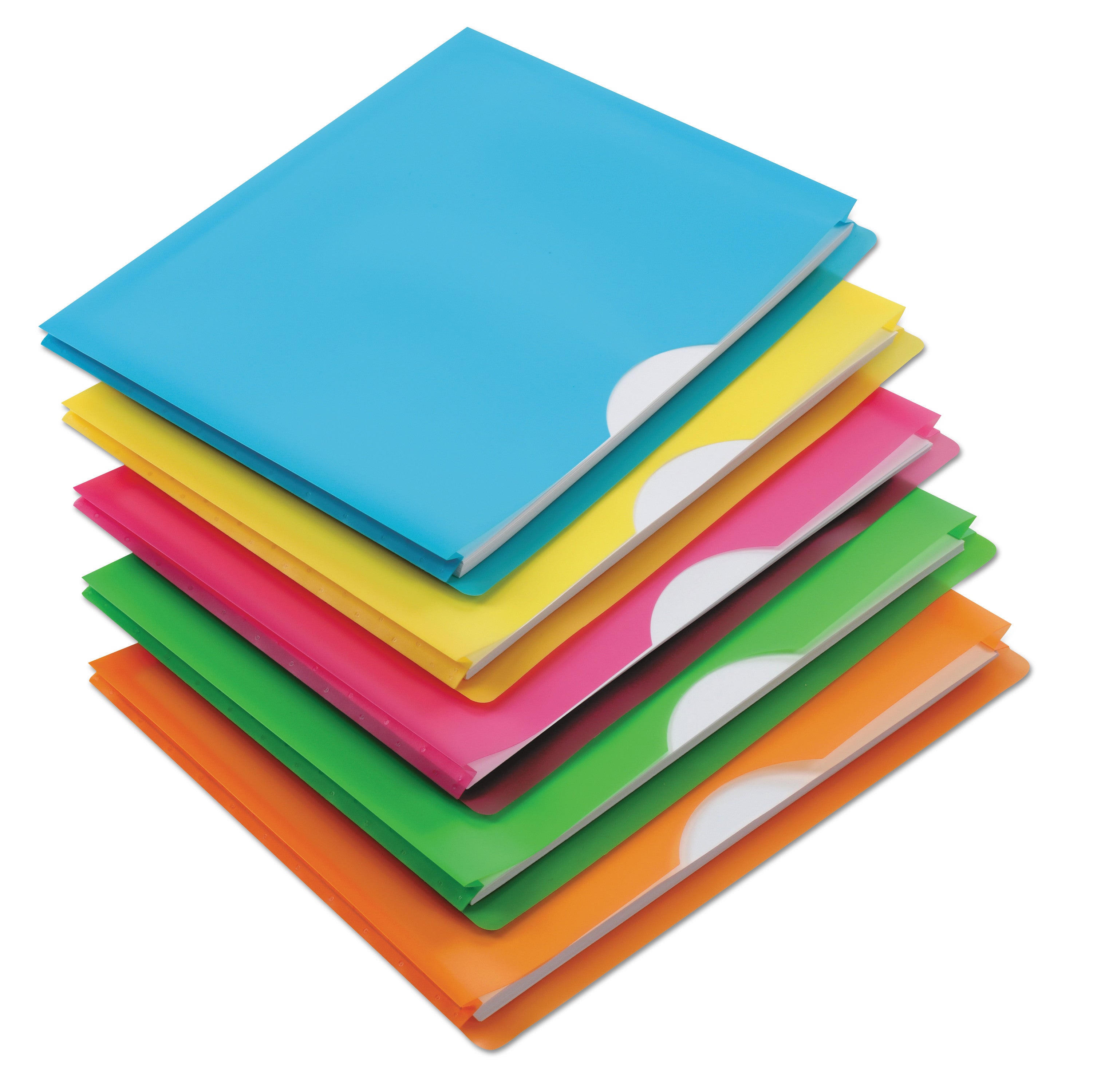 Glow Poly File Jacket, Straight Tab, Letter Size, Assorted Colors, 5/Pack