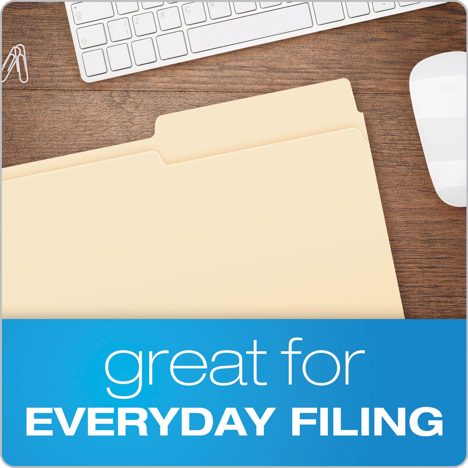 Pendaflex® Manila File Folders, 1/2-Cut Tabs: Assorted, Letter Size, 0.75" Expansion, Manila, 100/Box