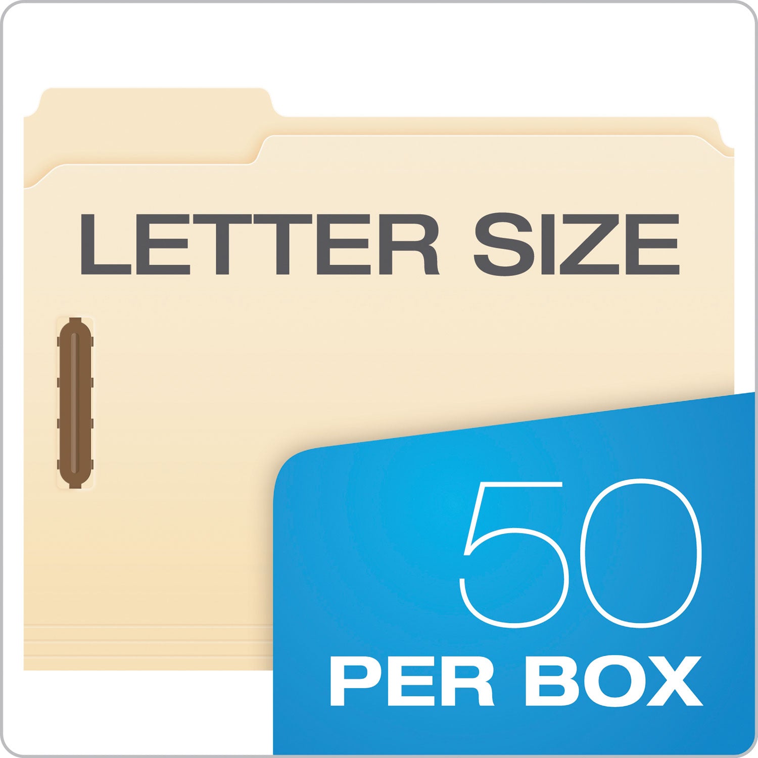 Pendaflex® Manila Fastener Folders, 1/3-Cut Tabs, 2 Fasteners, Letter Size, Manila Exterior, 50/Box