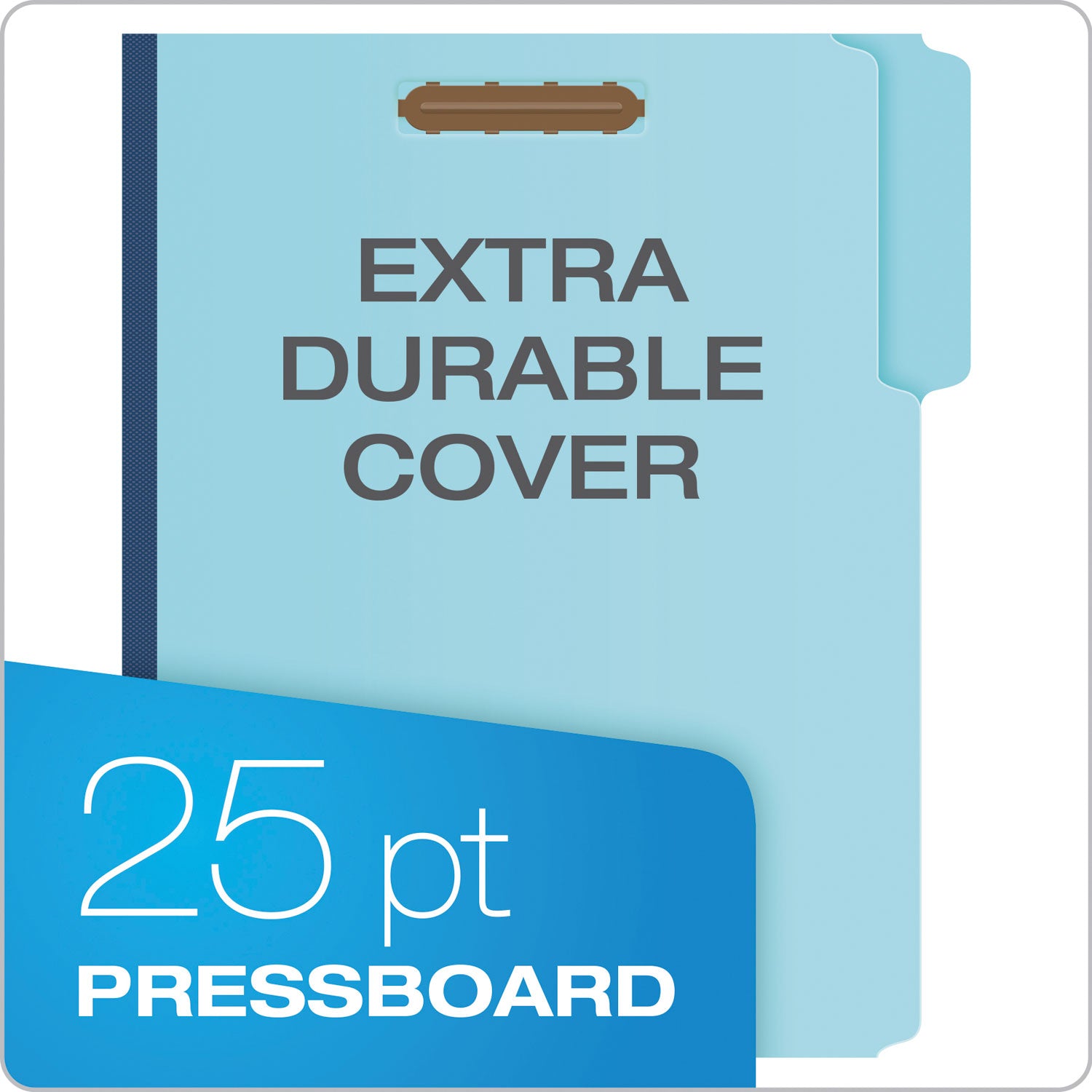 Pendaflex® Heavy-Duty Pressboard Folders with Embossed Fasteners, 1/3-Cut Tabs, 1" Expansion, 2 Fasteners, Letter Size, Blue, 25/Box