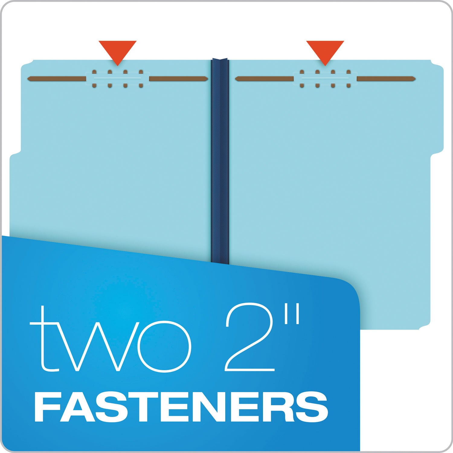 Pendaflex® Heavy-Duty Pressboard Folders with Embossed Fasteners, 1/3-Cut Tabs, 1" Expansion, 2 Fasteners, Letter Size, Blue, 25/Box