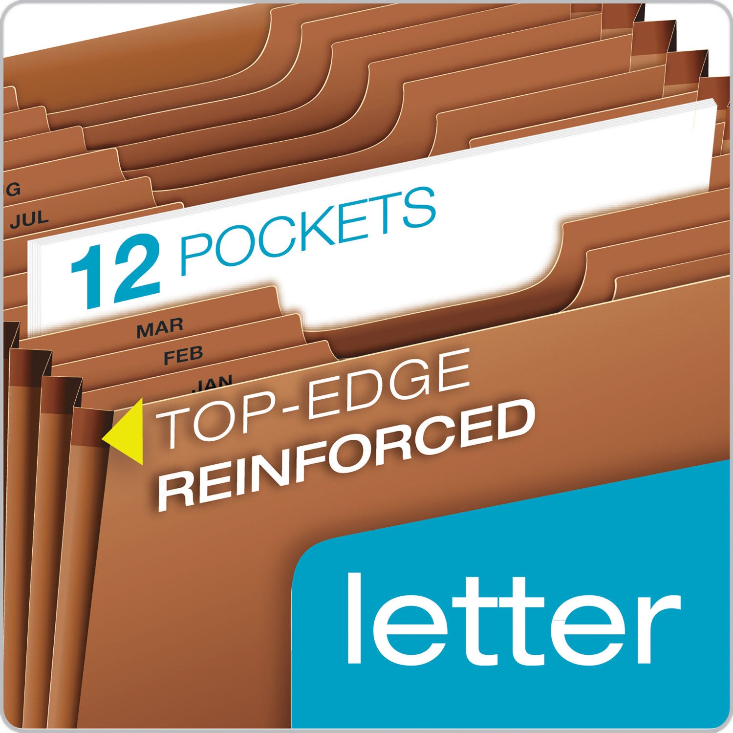 Pendaflex® Heavy-Duty Open-Top Expanding Stadium File, 12 Sections, 1/3-Cut Tabs, Letter Size, Redrope