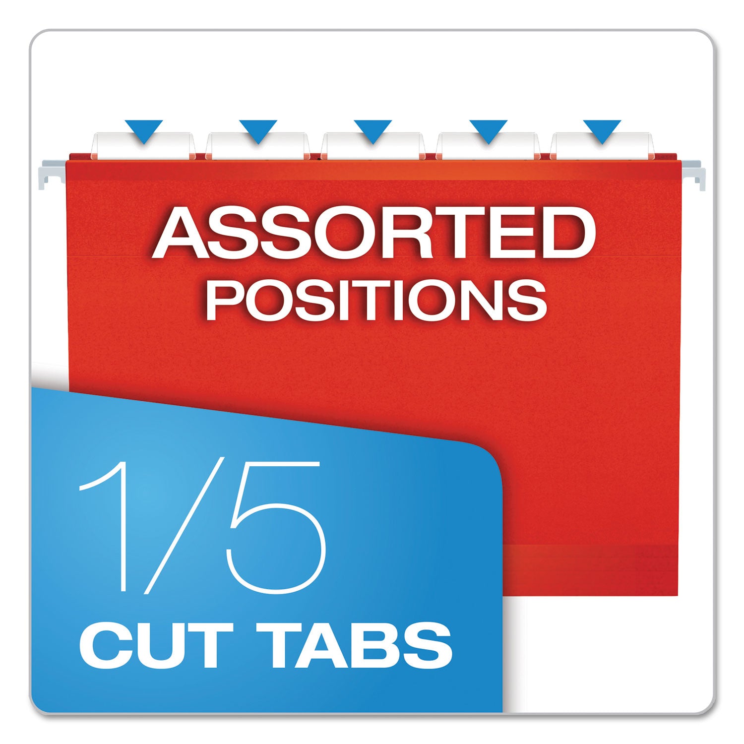 Pendaflex® Extra Capacity Reinforced Hanging File Folders with Box Bottom, 2" Capacity, Letter Size, 1/5-Cut Tabs, Red, 25/Box