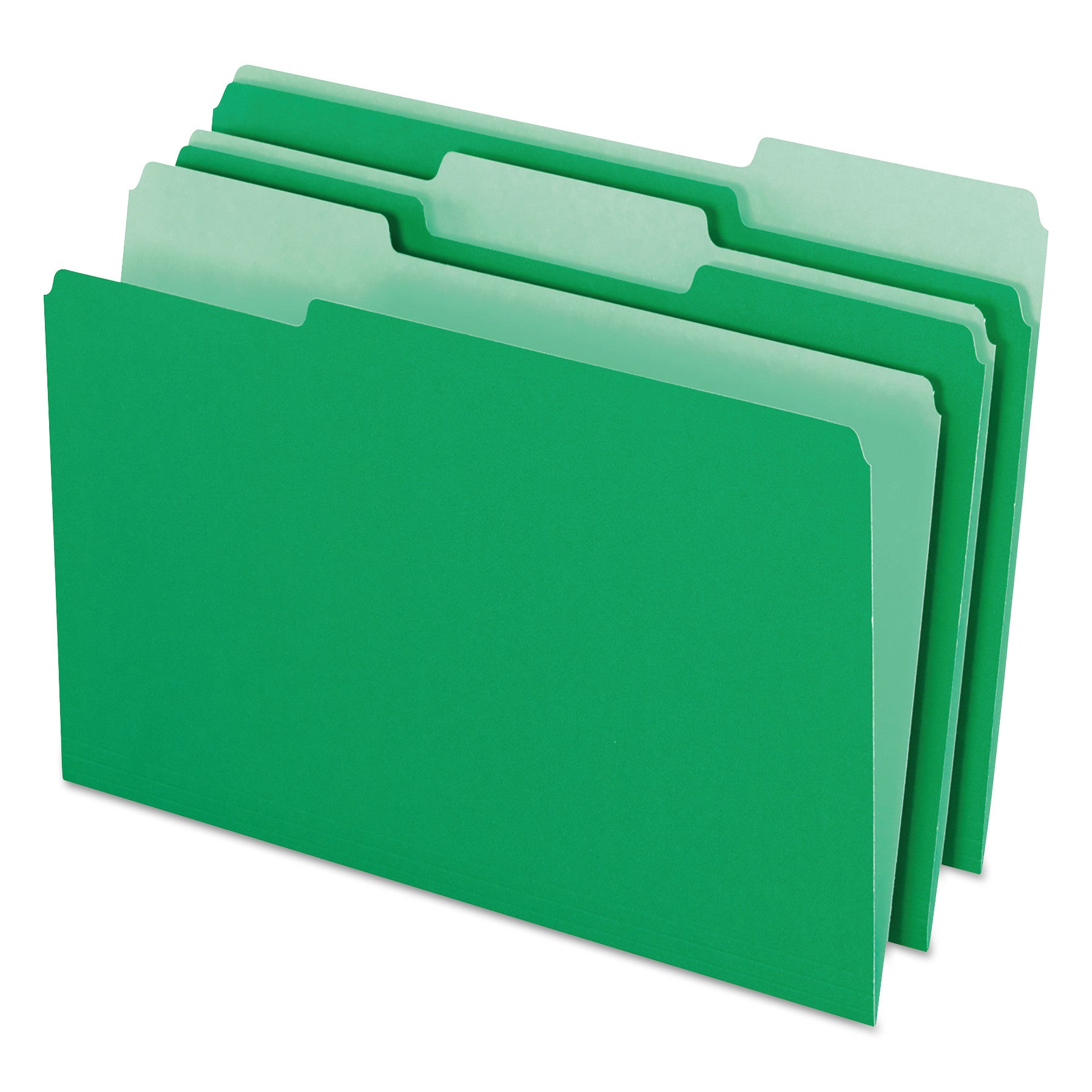 Colored File Folders, 1/3-Cut Tabs: Assorted, Legal Size, Green/Light Green, 100/Box