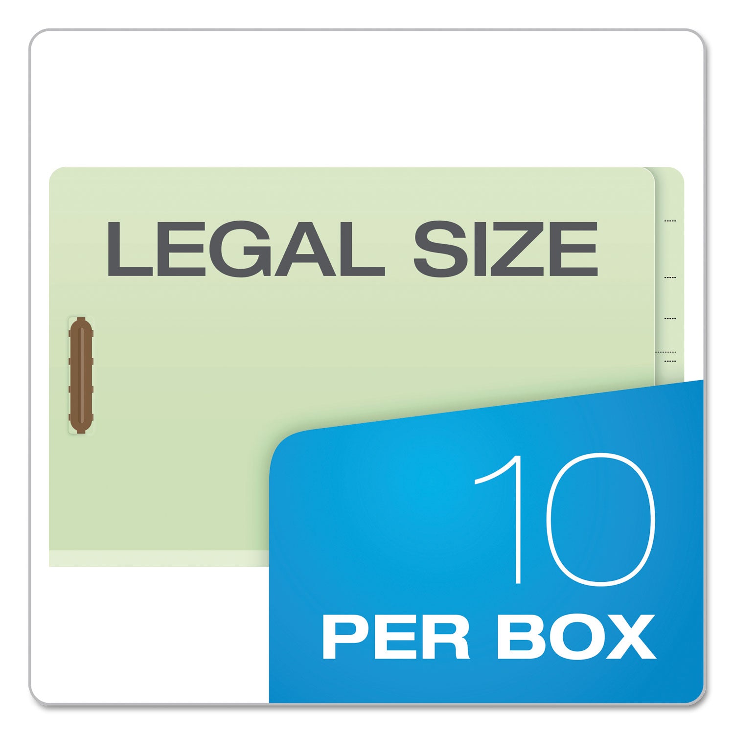 Pendaflex® End Tab Classification Folders, 2" Expansion, 2 Dividers, 6 Fasteners, Legal Size, Pale Green Exterior, 10/Box