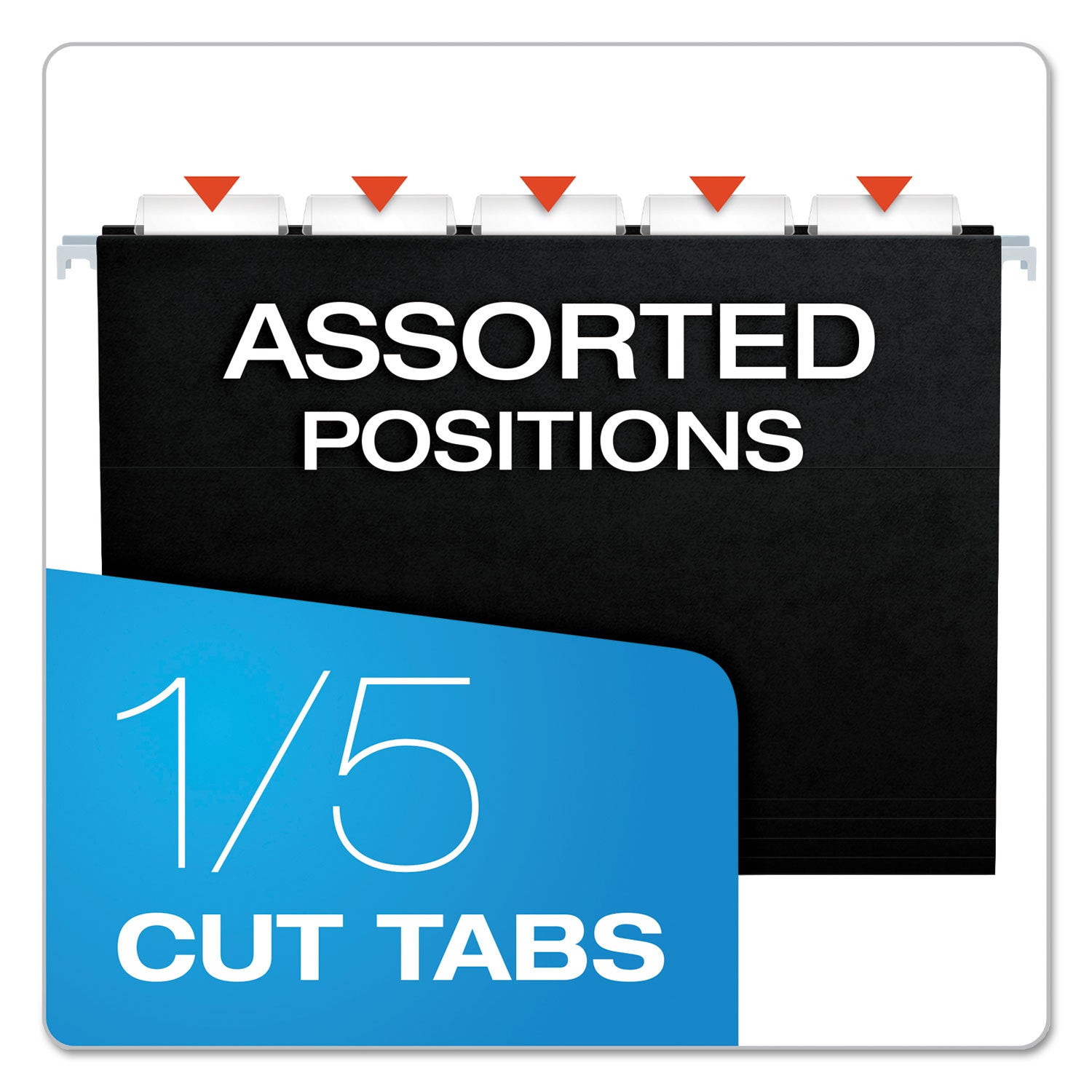 Pendaflex® Colored Hanging Folders, Letter Size, 1/5-Cut Tabs, Black, 25/Box