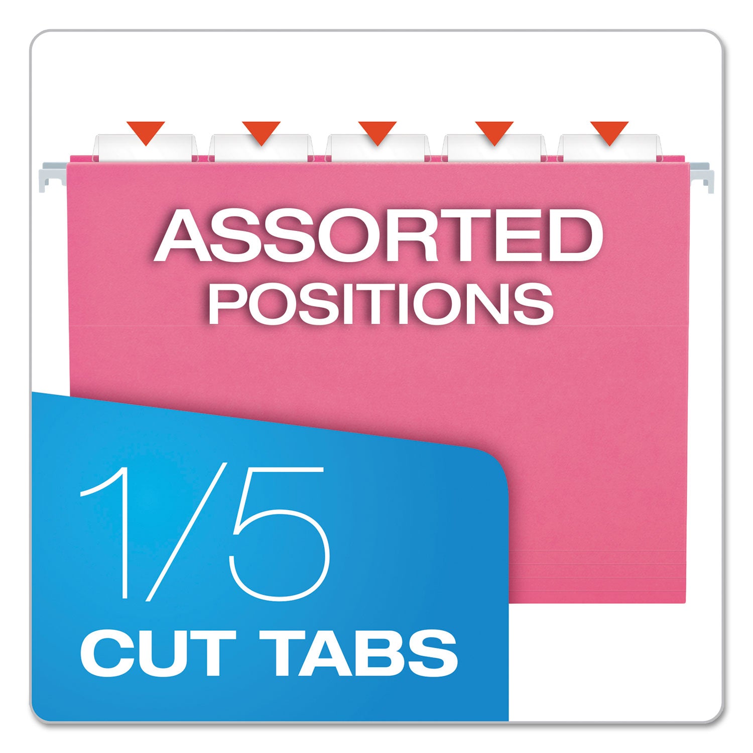 Pendaflex® Colored Hanging Folders, Letter Size, 1/5-Cut Tabs, Pink, 25/Box