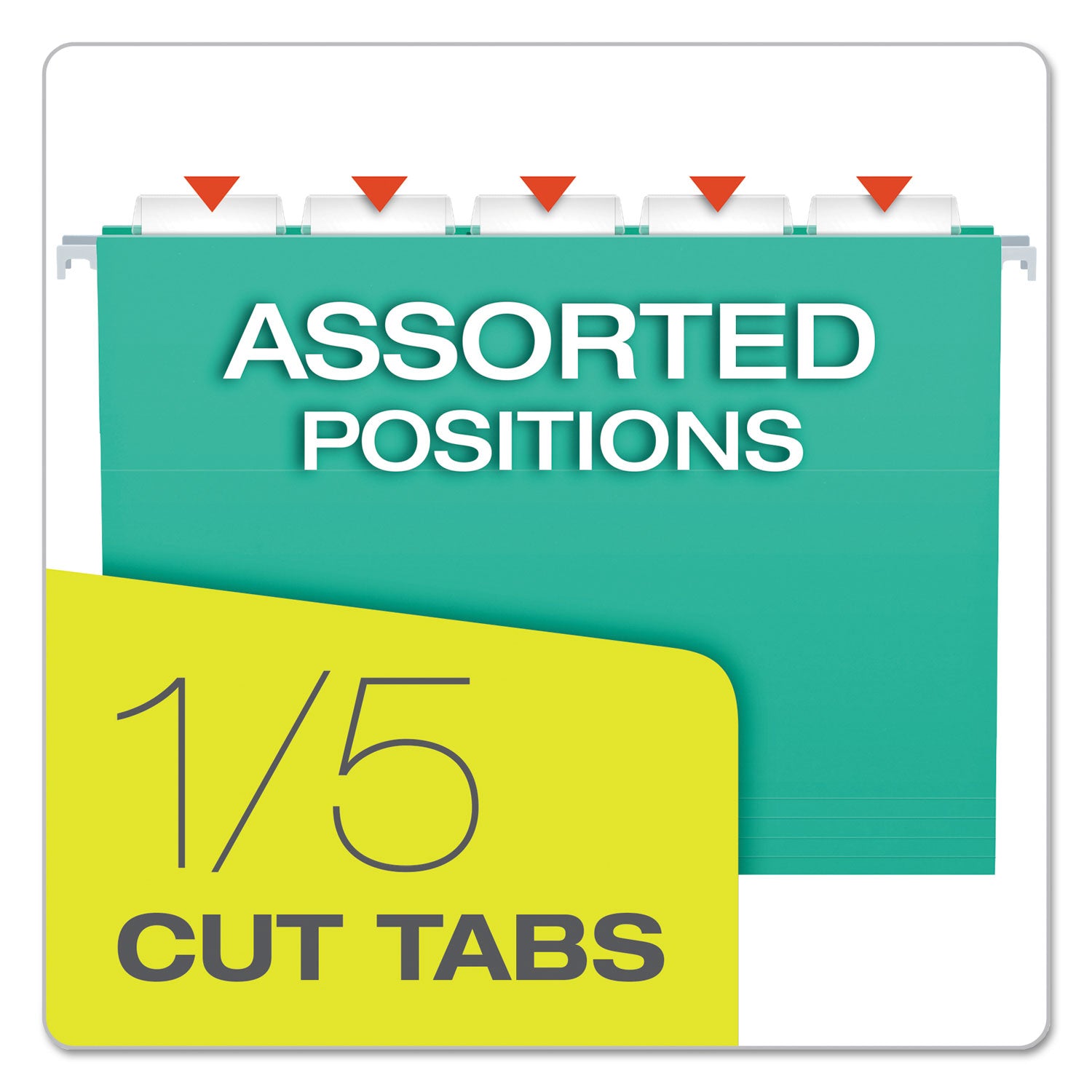 Pendaflex® Colored Hanging Folders, Letter Size, 1/5-Cut Tabs, Aqua, 25/Box