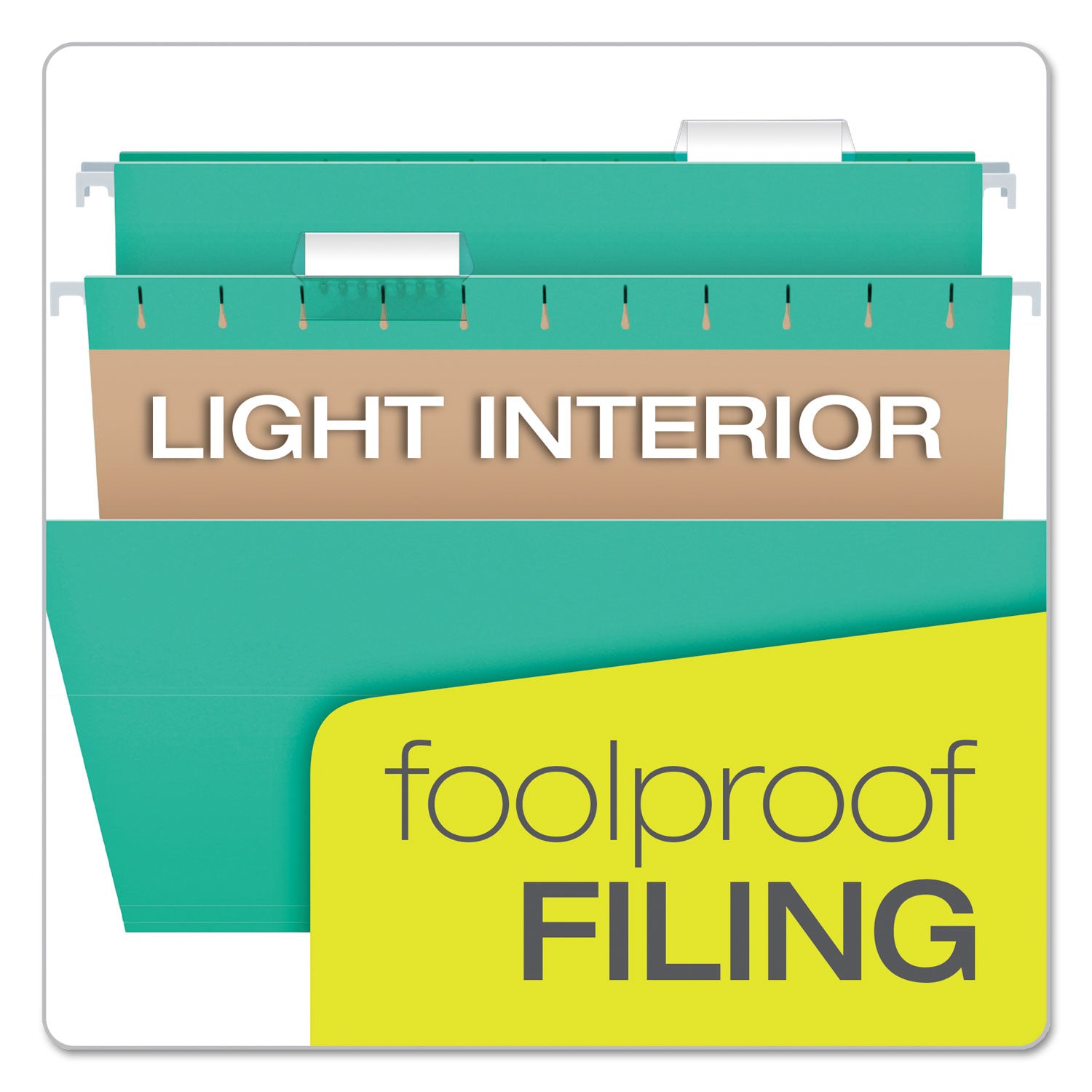 Pendaflex® Colored Hanging Folders, Letter Size, 1/5-Cut Tabs, Aqua, 25/Box