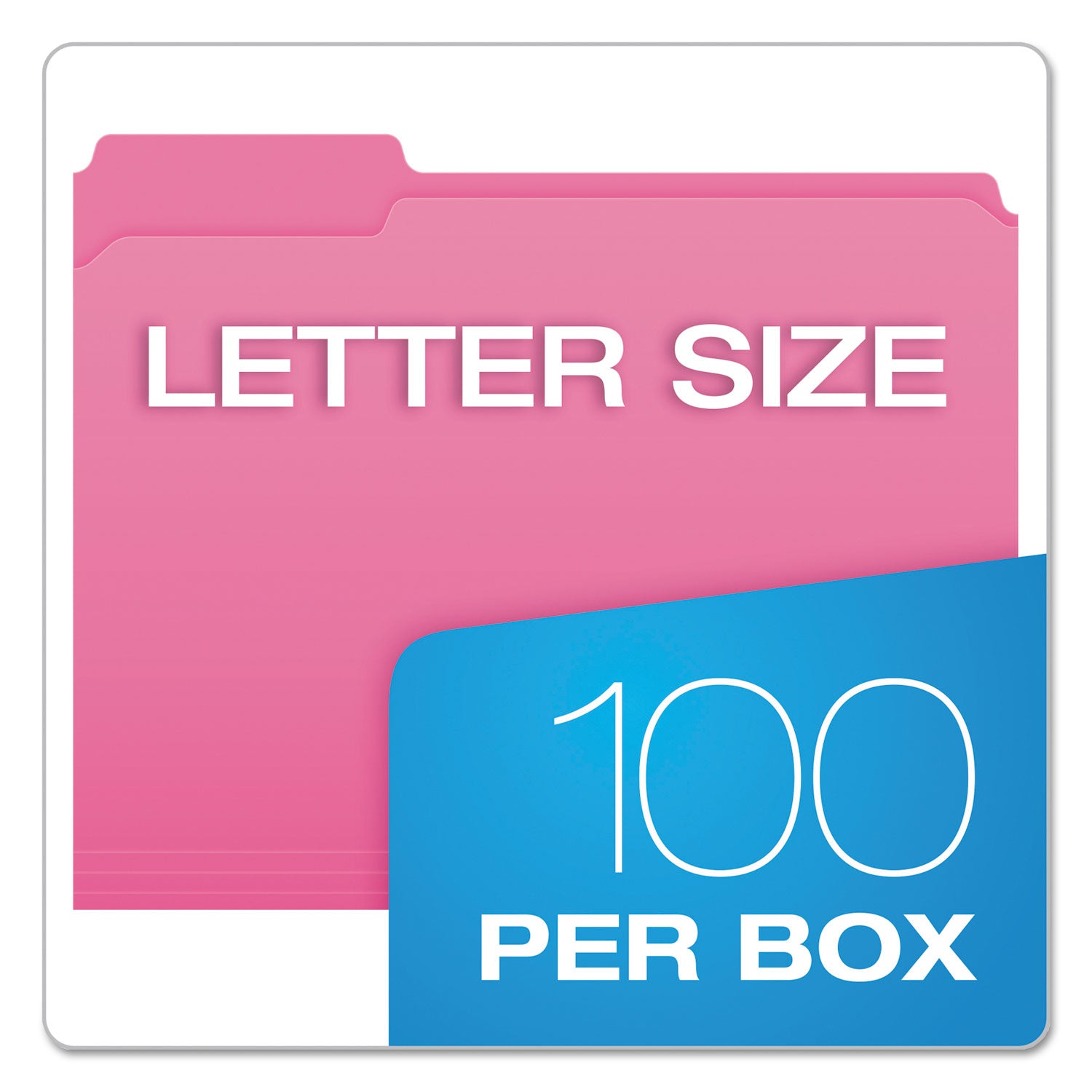 Pendaflex® Double-Ply Reinforced Top Tab Colored File Folders, 1/3-Cut Tabs: Assorted, Letter Size, 0.75" Expansion, Pink, 100/Box