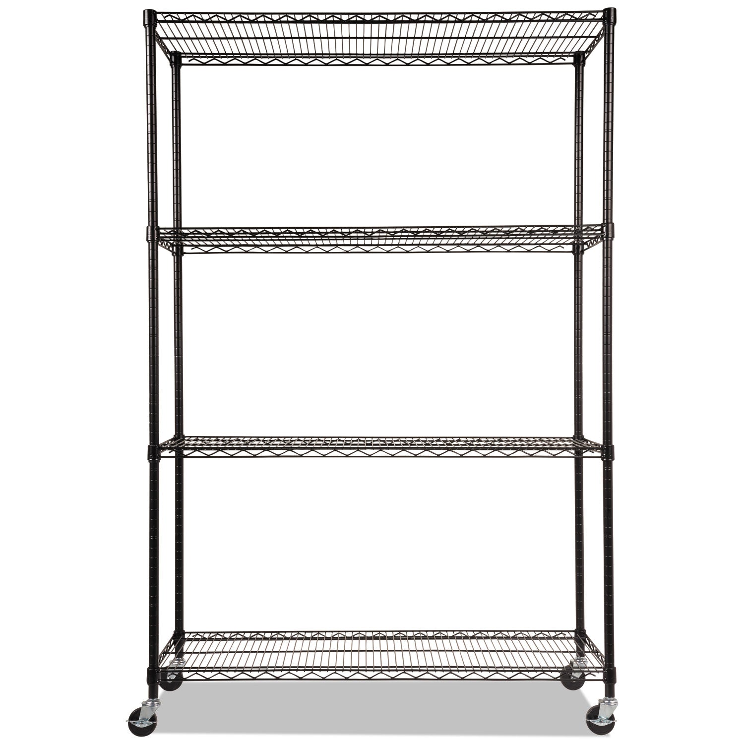Alera® Nsf Certified 4-Shelf Wire Shelving Kit With Casters, 48w X 18d X 72h, Black