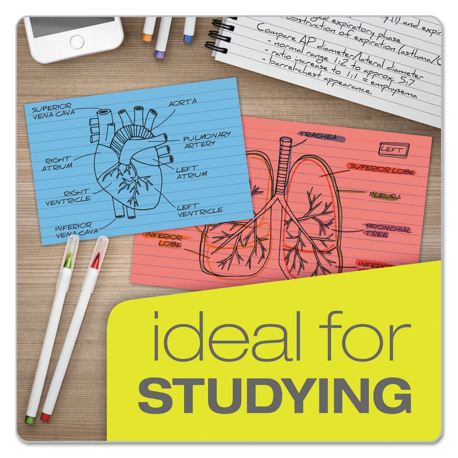 Oxford™ Ruled Index Cards, 3 X 5, Blue, 100/pack