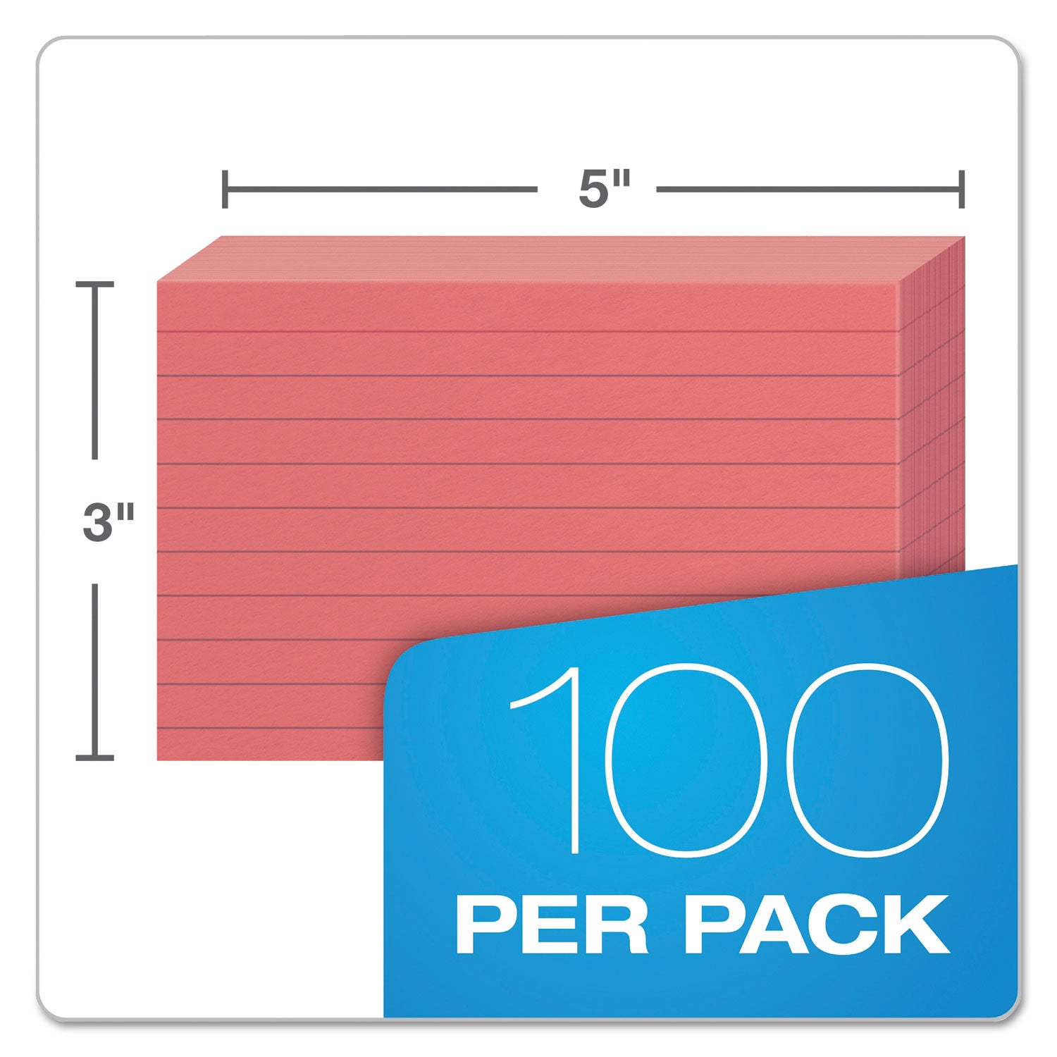 Oxford™ Ruled Index Cards, 3 X 5, Cherry, 100/pack