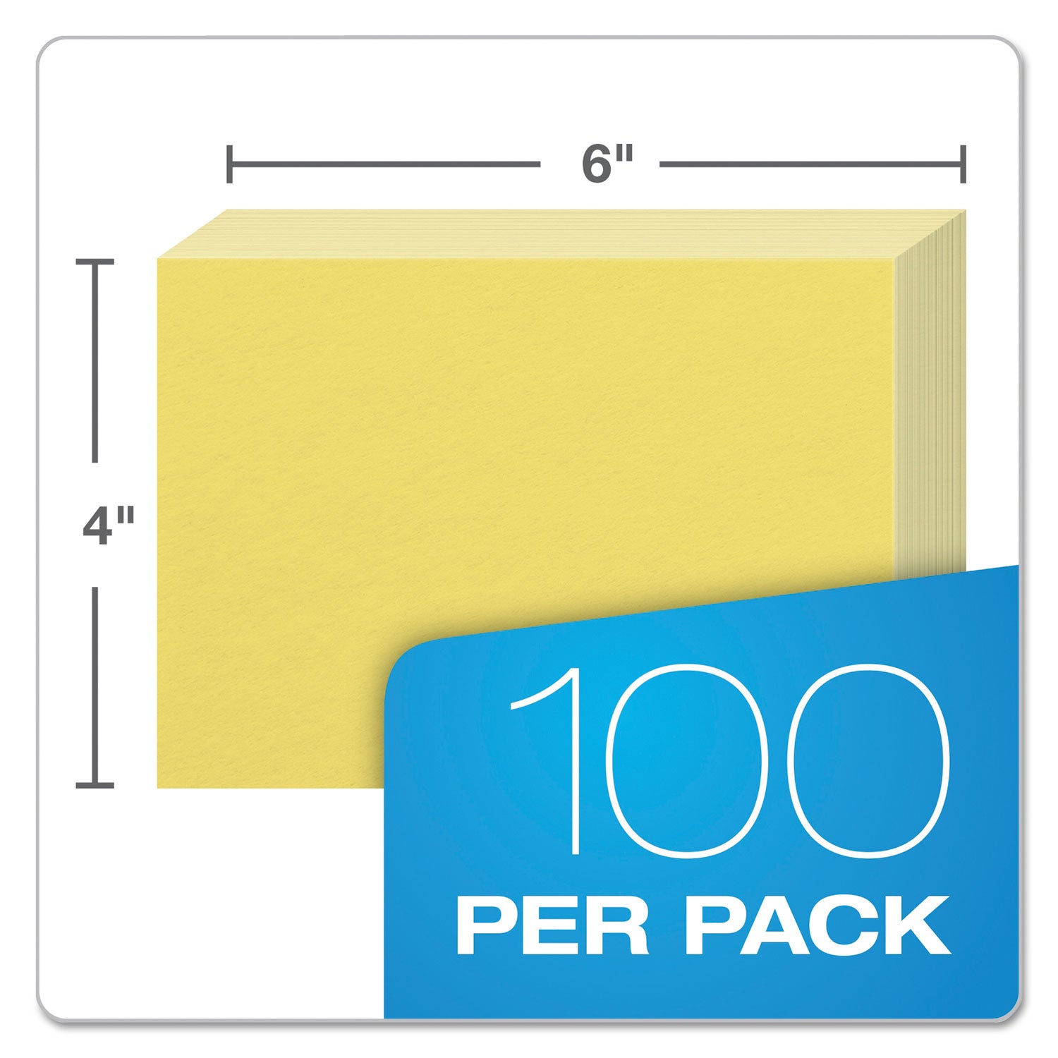 Oxford™ Unruled Index Cards, 4 X 6, Canary, 100/pack