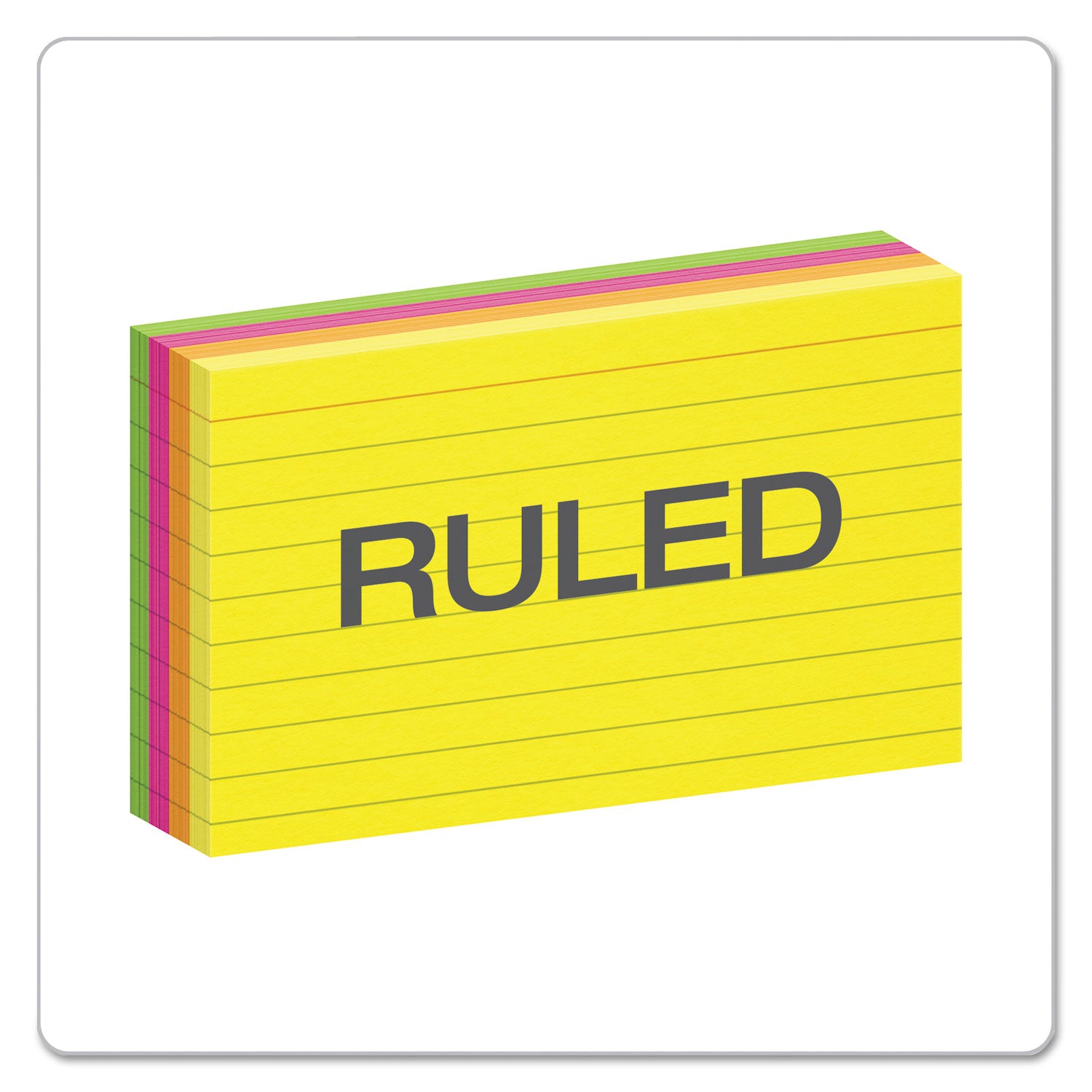 Oxford™ Ruled Index Cards, 3 X 5, Glow Green/yellow, Orange/pink, 100/pack