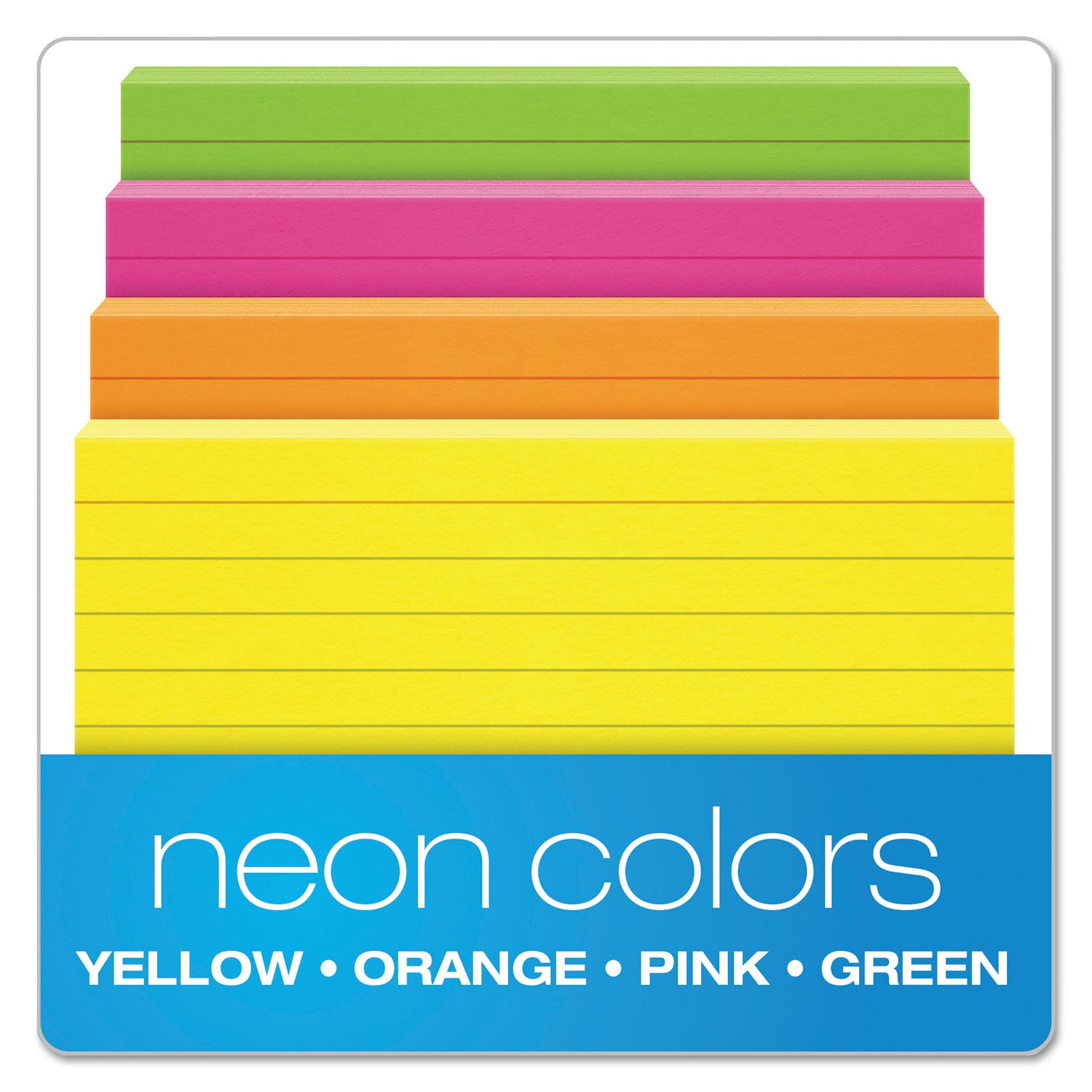 Oxford™ Ruled Index Cards, 3 X 5, Glow Green/yellow, Orange/pink, 100/pack
