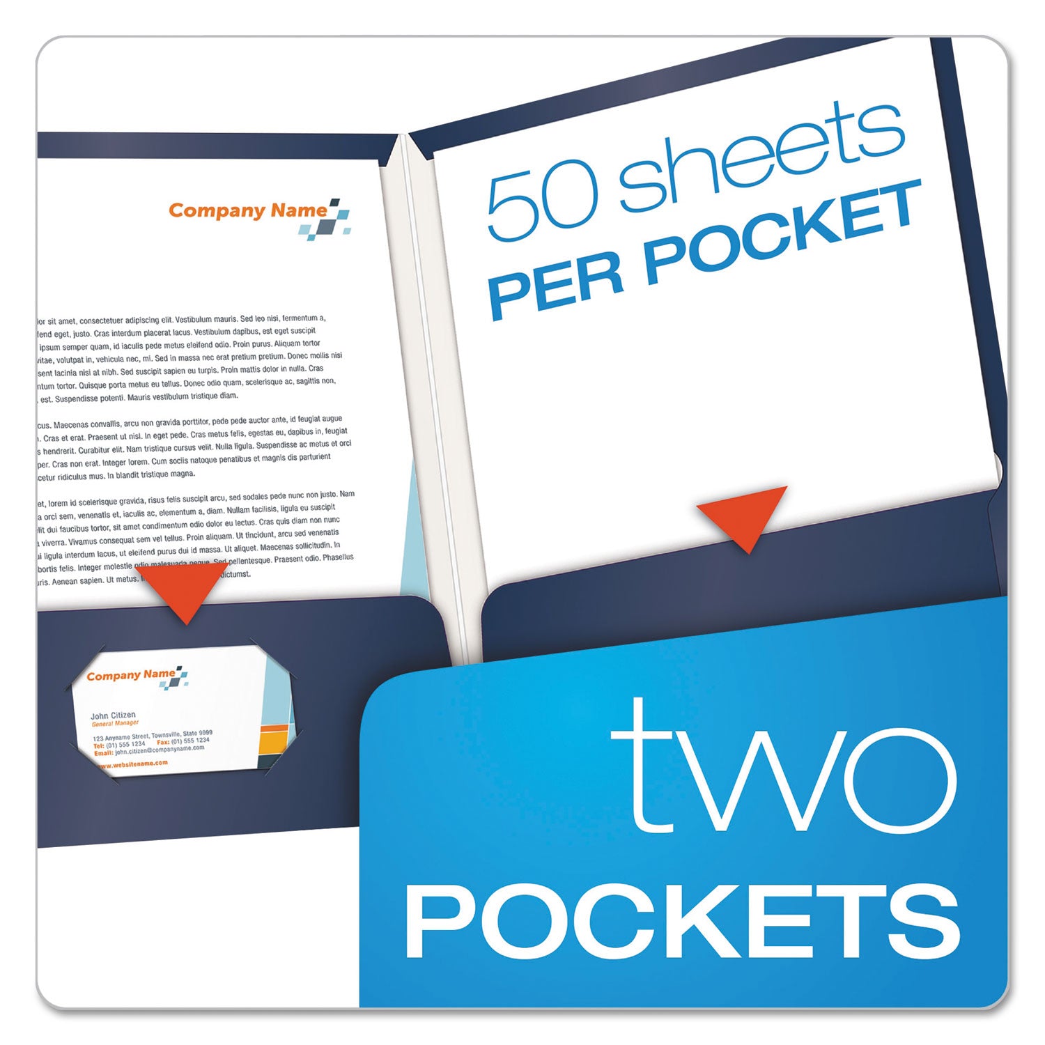 Oxford™ High Gloss Laminated Paperboard Folder, 100-Sheet Capacity, 11 X 8.5, Navy, 25/box