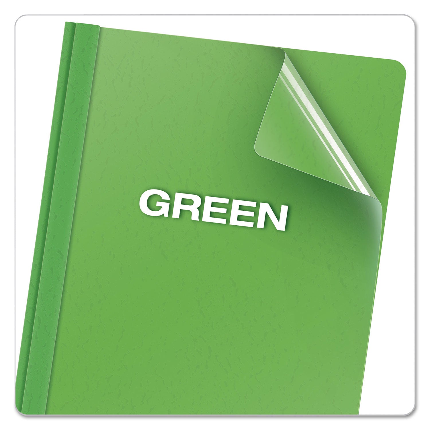 Oxford™ Clear Front Standard Grade Report Cover, Three-Prong Fastener, 0.5" Capacity, 8.5 X 11, Clear/green, 25/box