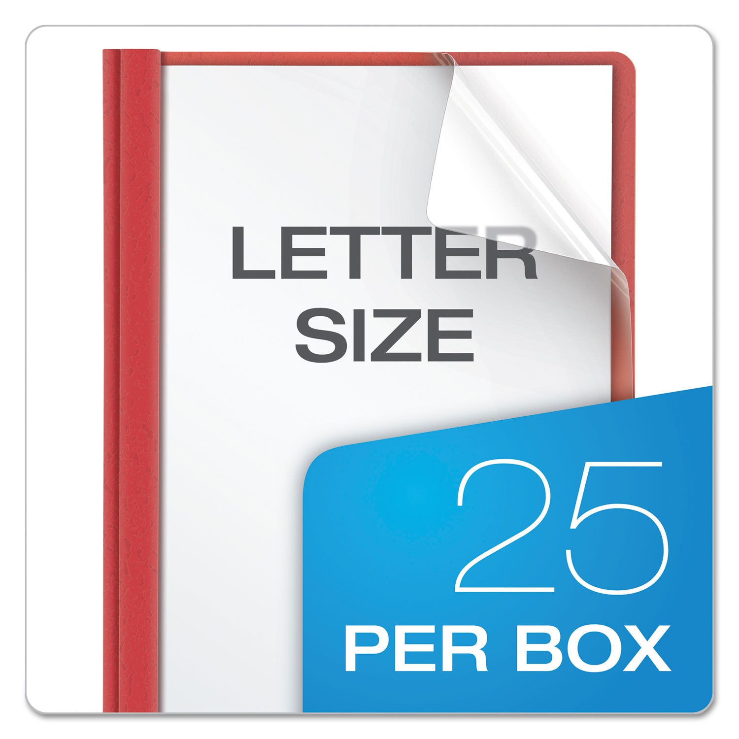 Oxford™ Clear Front Standard Grade Report Cover, Three-Prong Fastener, 0.5" Capacity, 8.5 X 11, Clear/assorted, 25/box