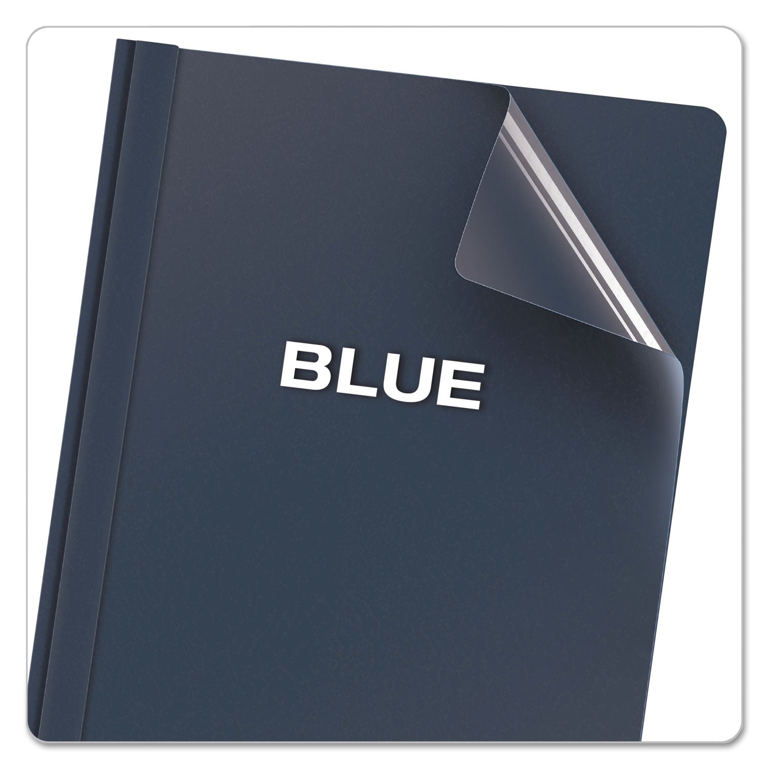 Oxford™ Clear Front Standard Grade Report Cover, Three-Prong Fastener, 0.5" Capacity, 8.5 x 11, Clear/Dark Blue, 25/Box