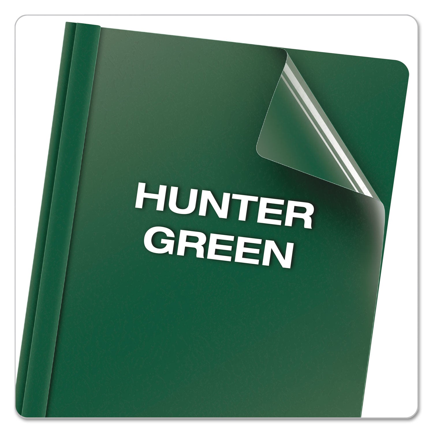 Oxford™ Clear Front Report Cover, Three-Prong Fastener, 0.5" Capacity, 8.5 X 11, Clear/ Hunter Green, 25/box
